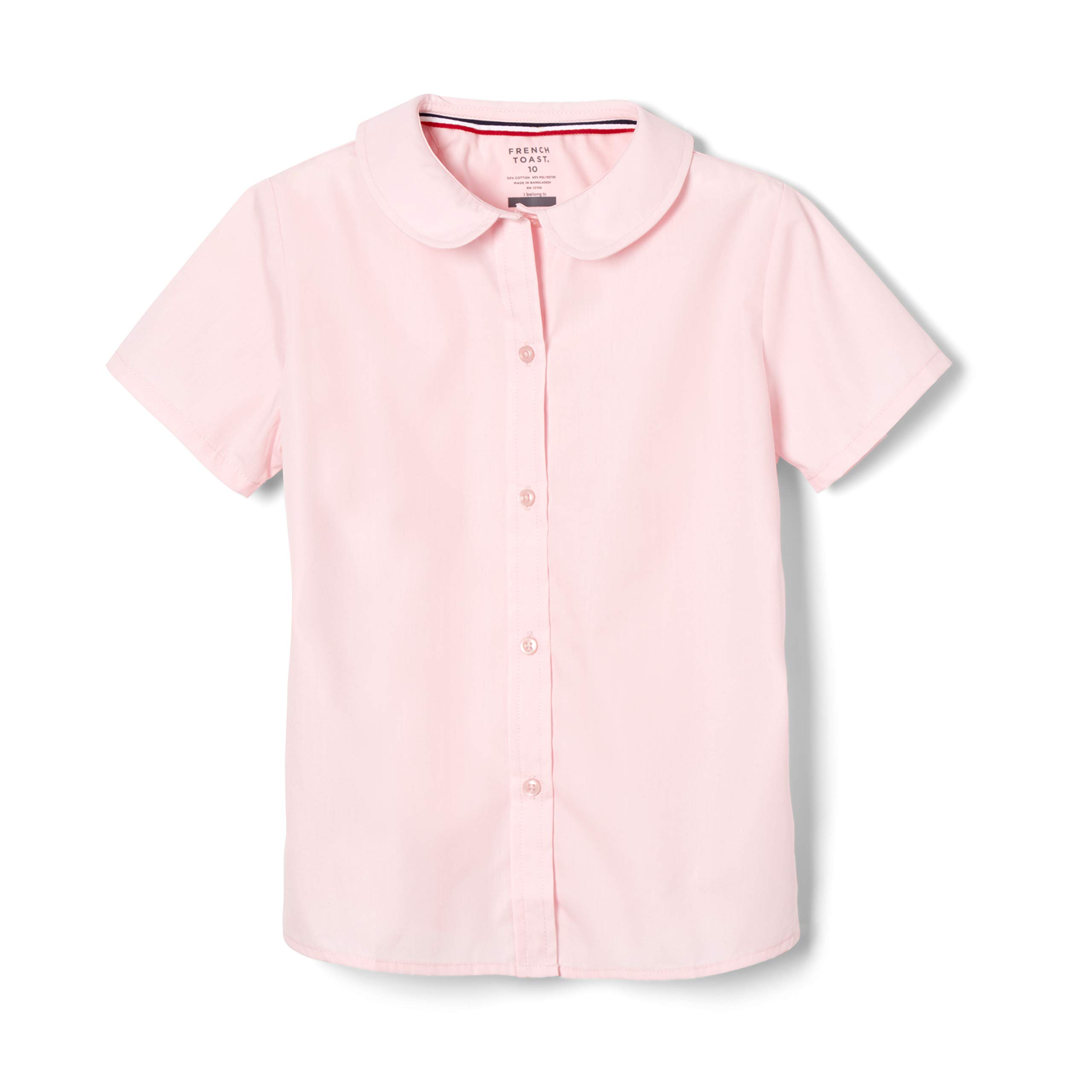 French Toast Girl's Short Sleeve Peter Pan Collar Blouse - Classic & Plus Size Cute Top for School, Tea Party & Special Occasions