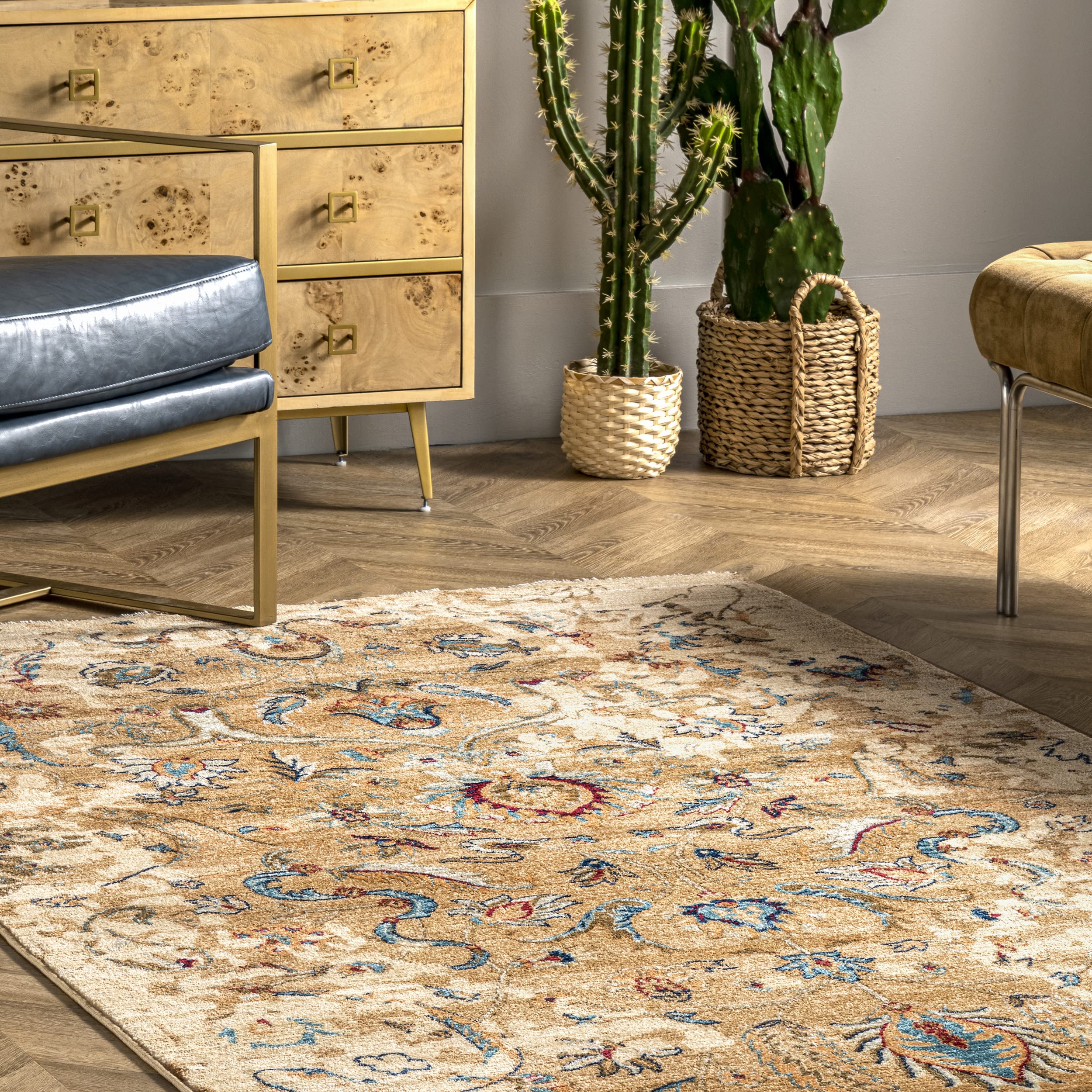 nuLOOM Sebrina Blossom 4x6 Beige Floral Area Rug - Perfect for Living Room, Bedroom & Home Decor