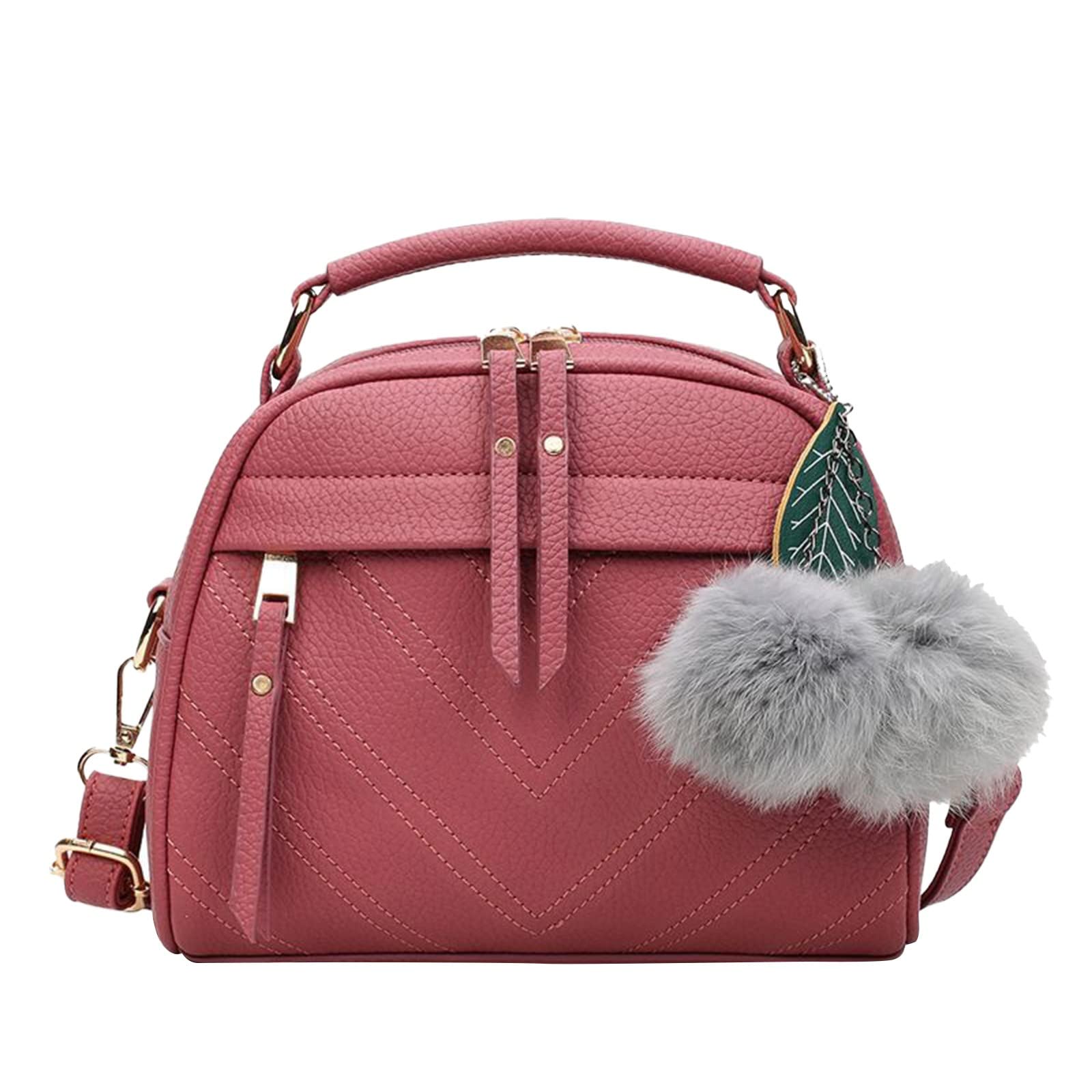 Women's Fashion Shoulder Bag - Leather & Furry Tote Purse for School, Work & Travel | Stylish Crossbody Pendant Handbag for Everyday Use