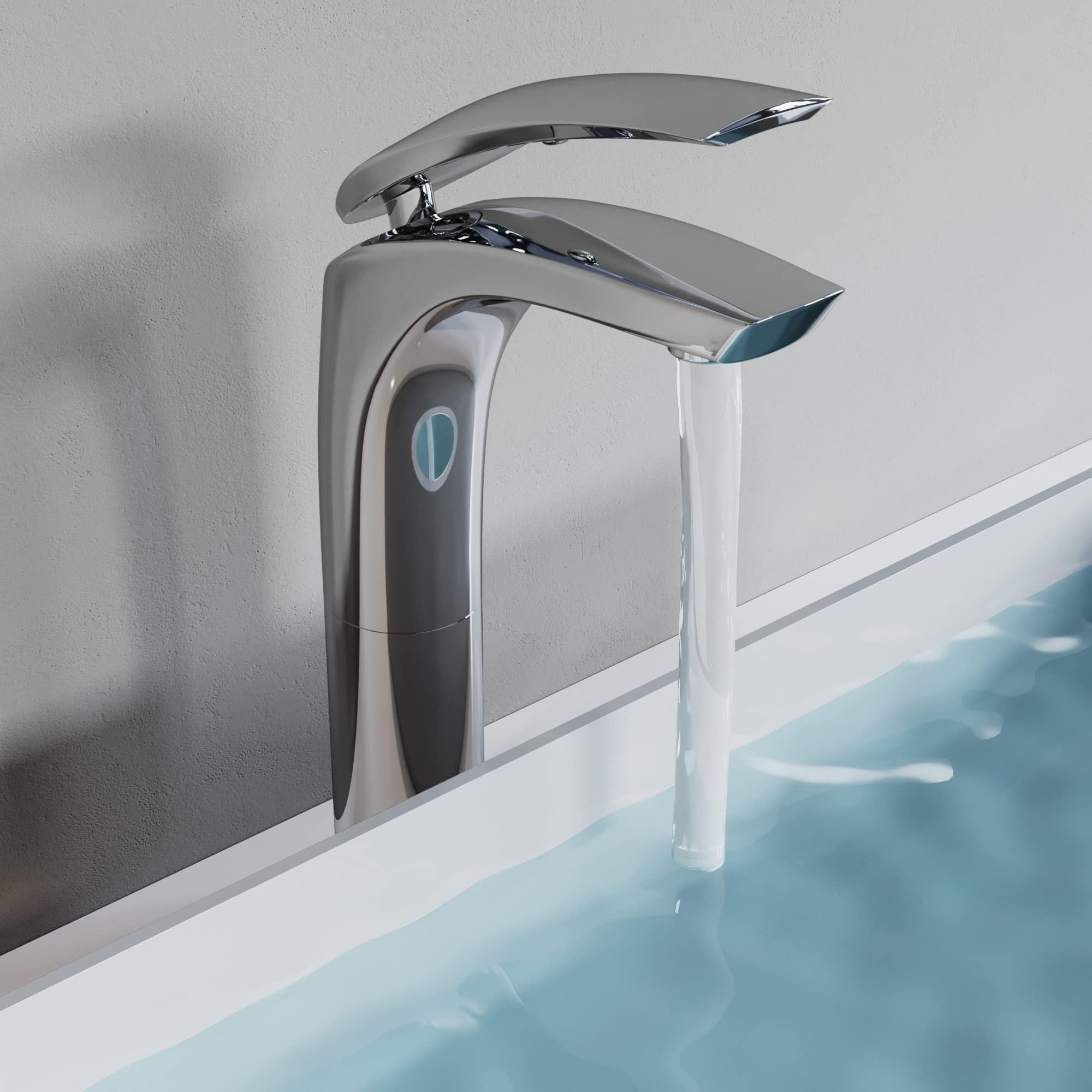 Dowell Modern Tall Vessel Sink Faucet - Single Handle One Hole Bathroom Vanity Faucet in Chrome (Model 8001 018 01) - Perfect for Contemporary Bathroom & Powder Room Decor