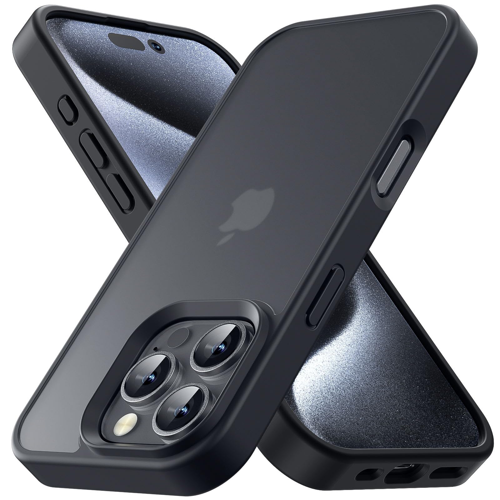 Shockproof iPhone 16 Pro Case - Military Grade Drop Protection, Slim Hard Back Translucent Cover (Black) | Perfect for Outdoor Activities, Travel & Daily Protection