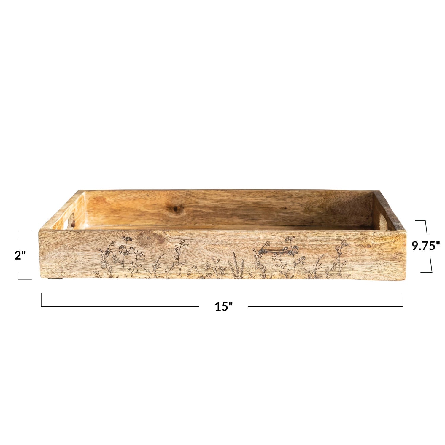 Handmade Etched Botanical Tray - Elegant Wooden Serving Tray with Floral Design for Coffee Table, Dining, and Home Decor | Perfect for Entertaining, Gift Giving, and Rustic Farmhouse Style