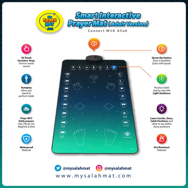 Interactive Adult Prayer Mat - Non-Slip, Portable & Comfortable for Home, Mosque & Travel - Perfect for Daily Islamic Prayers & Meditation