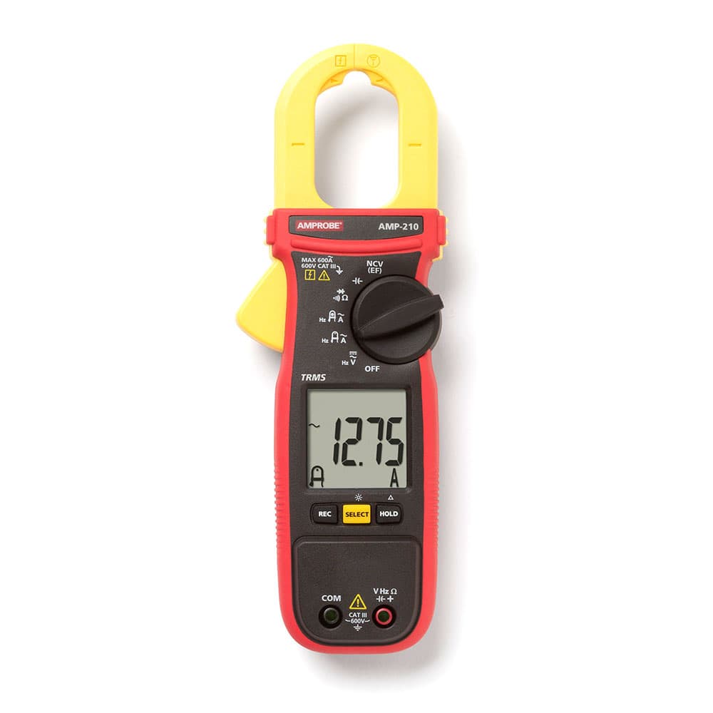 Amprobe 4560537 AMP 210 600V/600A TRMS AC Clamp Multimeter with Amp Tip - CAT III Rated Electrical Tester for HVAC, Automotive & Industrial Use