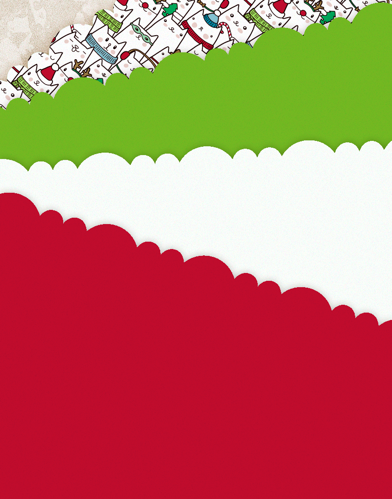 Festive Holiday Cats Scalloped Tissue Paper - Decorative Gift Wrapping, Party Decorations & Craft Projects for Christmas, Birthdays & Special Occasions
