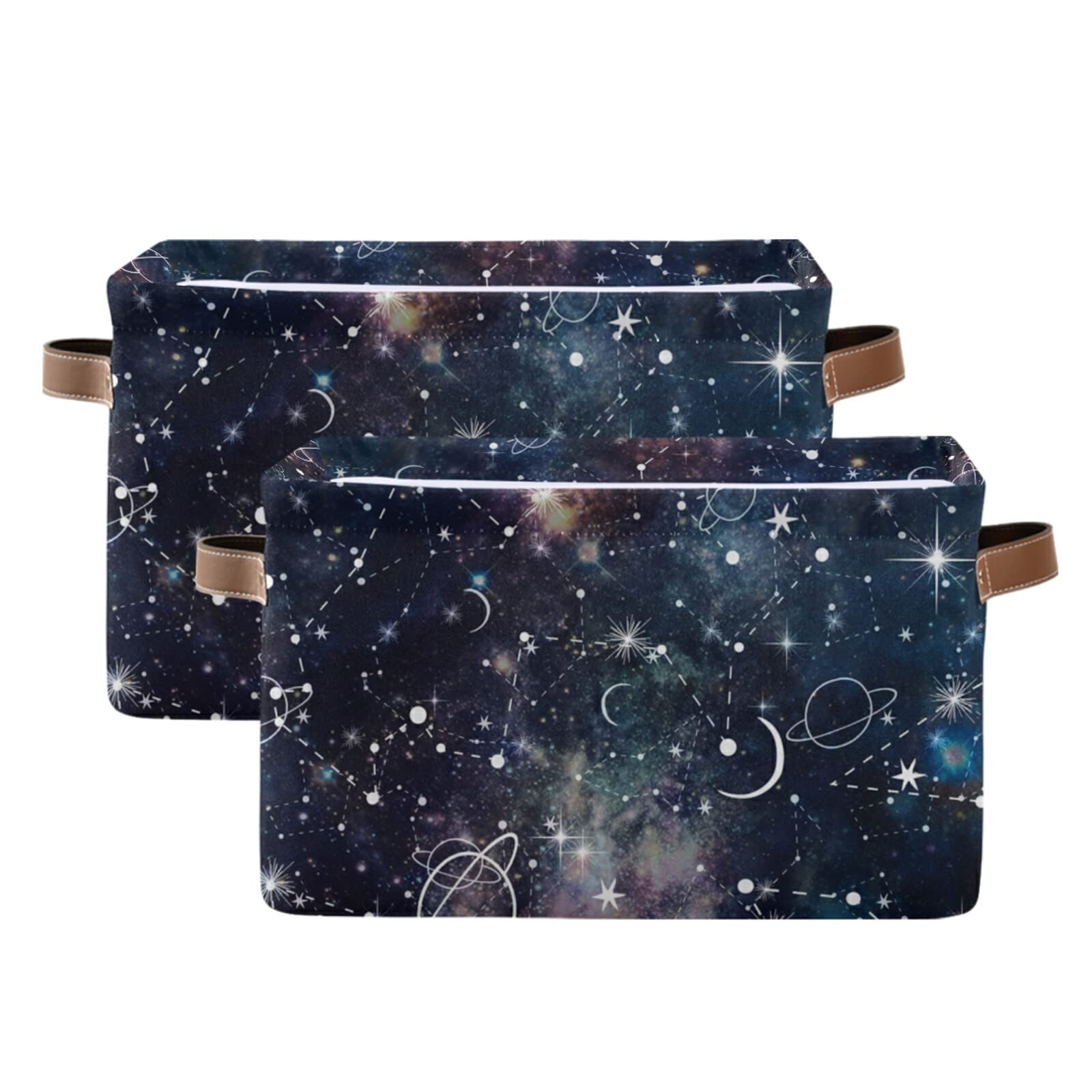 Galaxy Themed Storage Bin - Large Collapsible Canvas Storage Cube with Handles for Toys, Clothes & Home Organization | Perfect for Bedroom, Closet, Office & Kids Room (1 Pack)