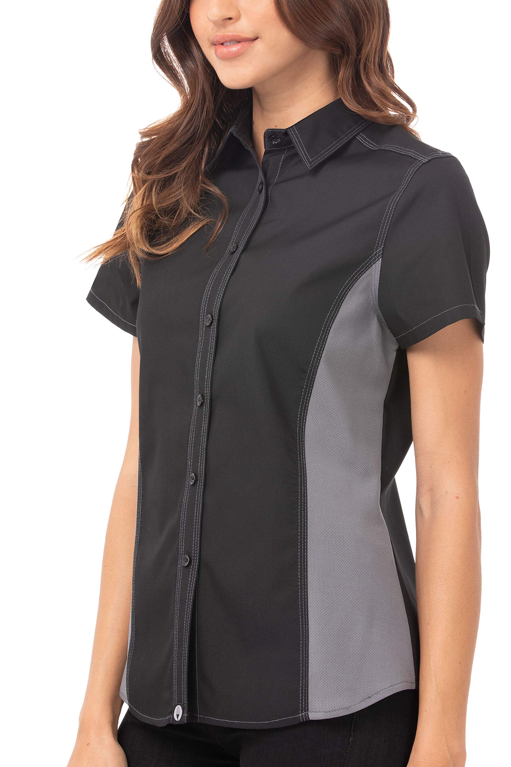 Chef Works Custom Embroidered Women's Universal Contrast Chef Shirt - Professional Kitchen Uniform for Female Cooks & Culinary Staff