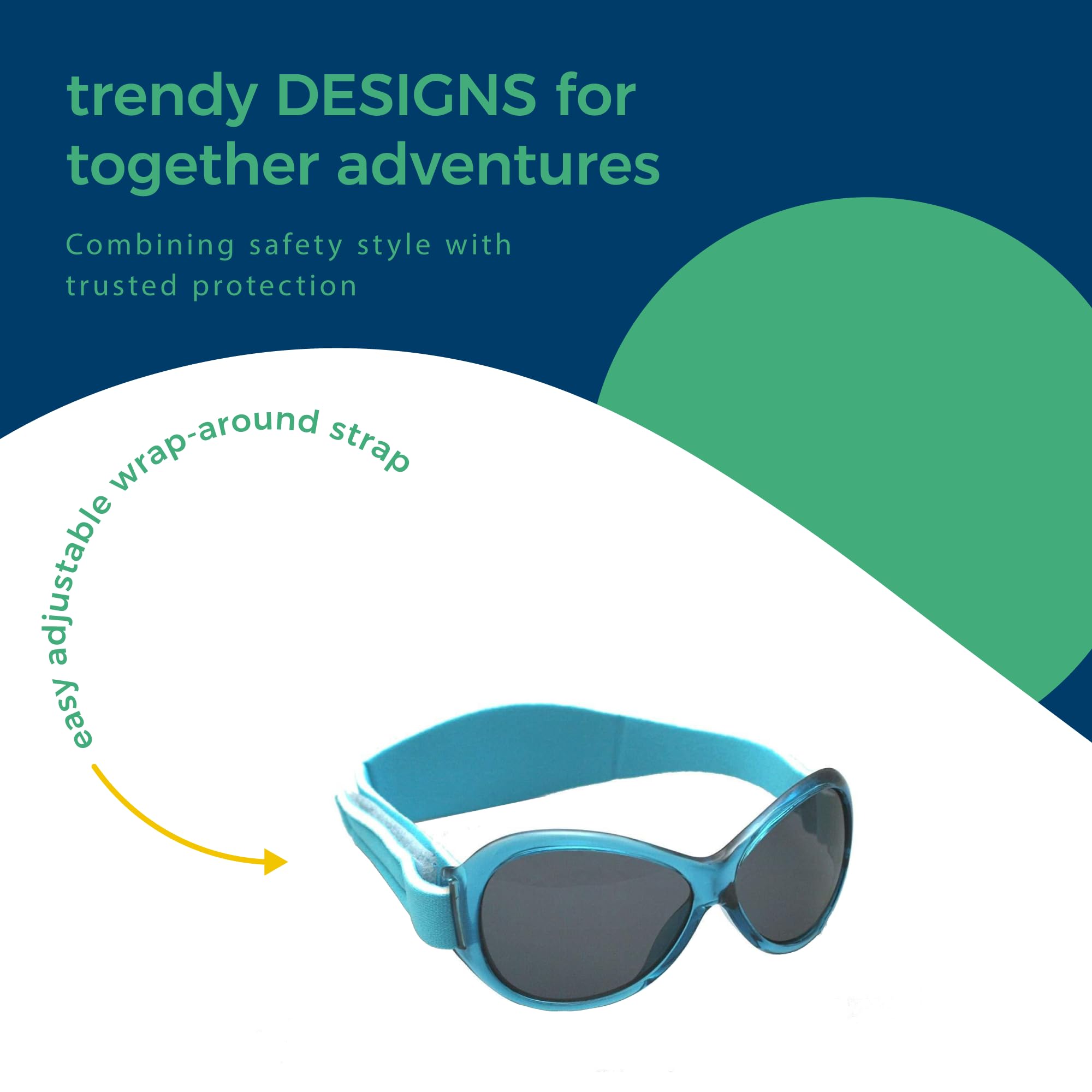 Baby Banz Retro Kidz Oval Sunglasses for Toddlers 2-5 Years - 100% UV Protection & Glare Reduction with Adjustable Strap - Perfect for Beach, Park & Outdoor Adventures