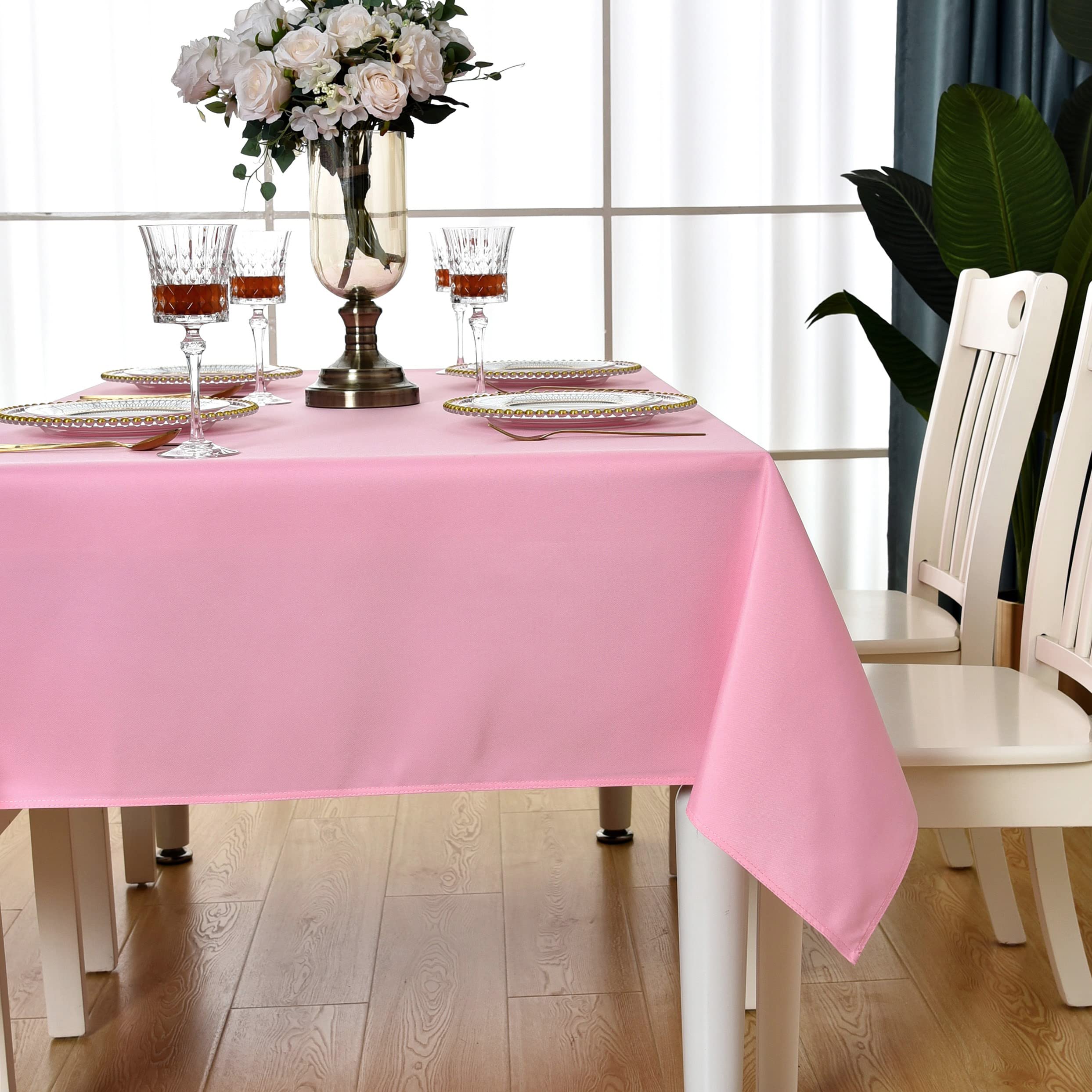 Premium Pink Rectangle Tablecloth - Waterproof, Stain & Wrinkle-Free 210GSM Polyester Table Cover for Parties, Banquets, Weddings - Indoor/Outdoor Use (60