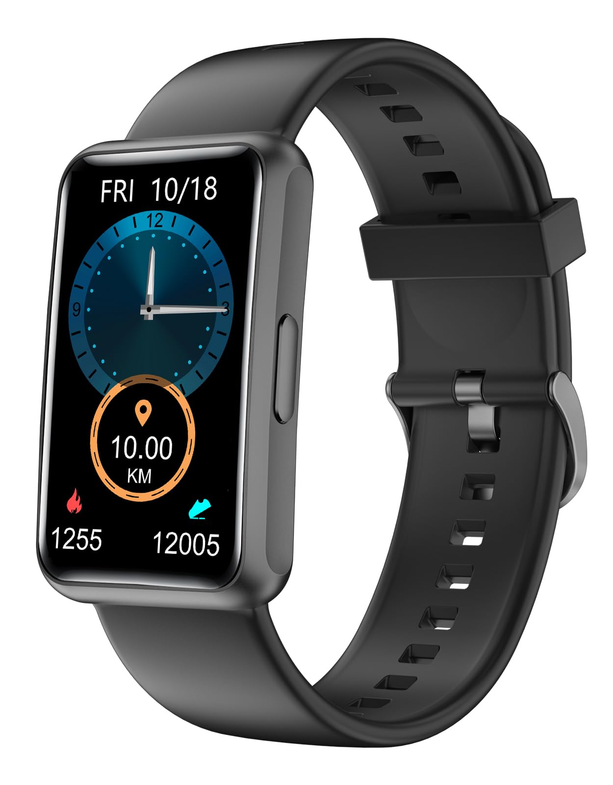 HUAKUA Fitness Tracker - No Bluetooth/APP Needed, IP68 Waterproof Smart Watch for Men & Women with Touch Screen, Step Counter, Calorie & Sleep Tracker, Alarm Clock (Black) - Perfect for Running, Swimming & Daily Activity Tracking