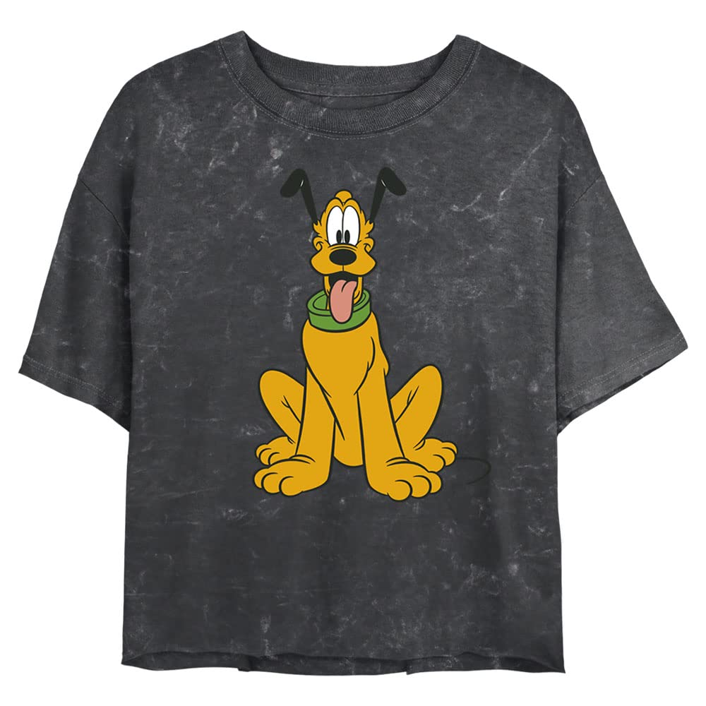 Disney Pluto Women's Vintage Washed Short Sleeve Crop T-Shirt | Soft Cotton Casual Top for Summer Outfits, Beach Vacations & Disney Theme Park Visits