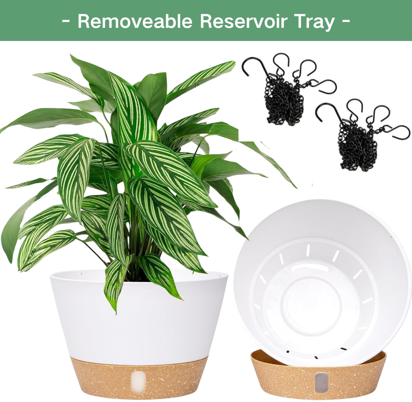 10 Inch Hanging Planters for Indoor Plants - 2 Pack Self Watering Flower Pots with Drainage Holes & Removable Tray - Outdoor Hanging Baskets for Balcony, Patio, Garden Decor - Perfect for Pothos, Ferns, Spider Plants