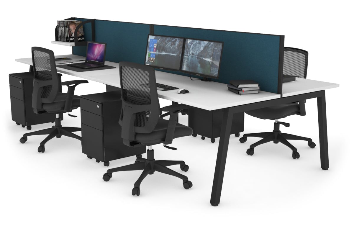 Quadro 4-Person Office Workstation Desk - 1800L x 700W Dimensions - Perfect for Team Collaboration & Open Office Spaces