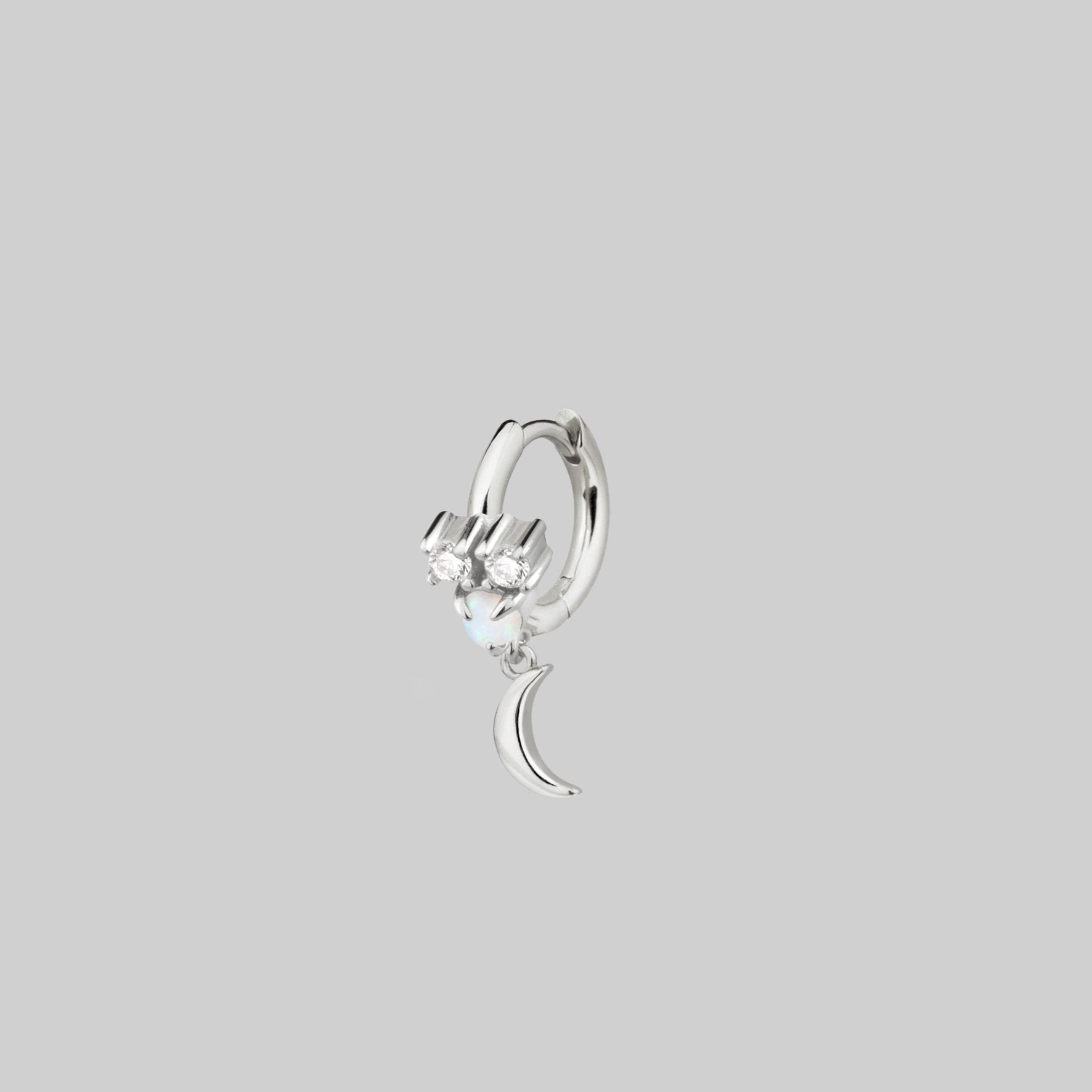 MOONLIGHT Opal Moon Clicker Ring - Sterling Silver Adjustable Statement Ring for Women, Boho Jewelry Gift for Her, Perfect for Parties, Weddings & Everyday Wear