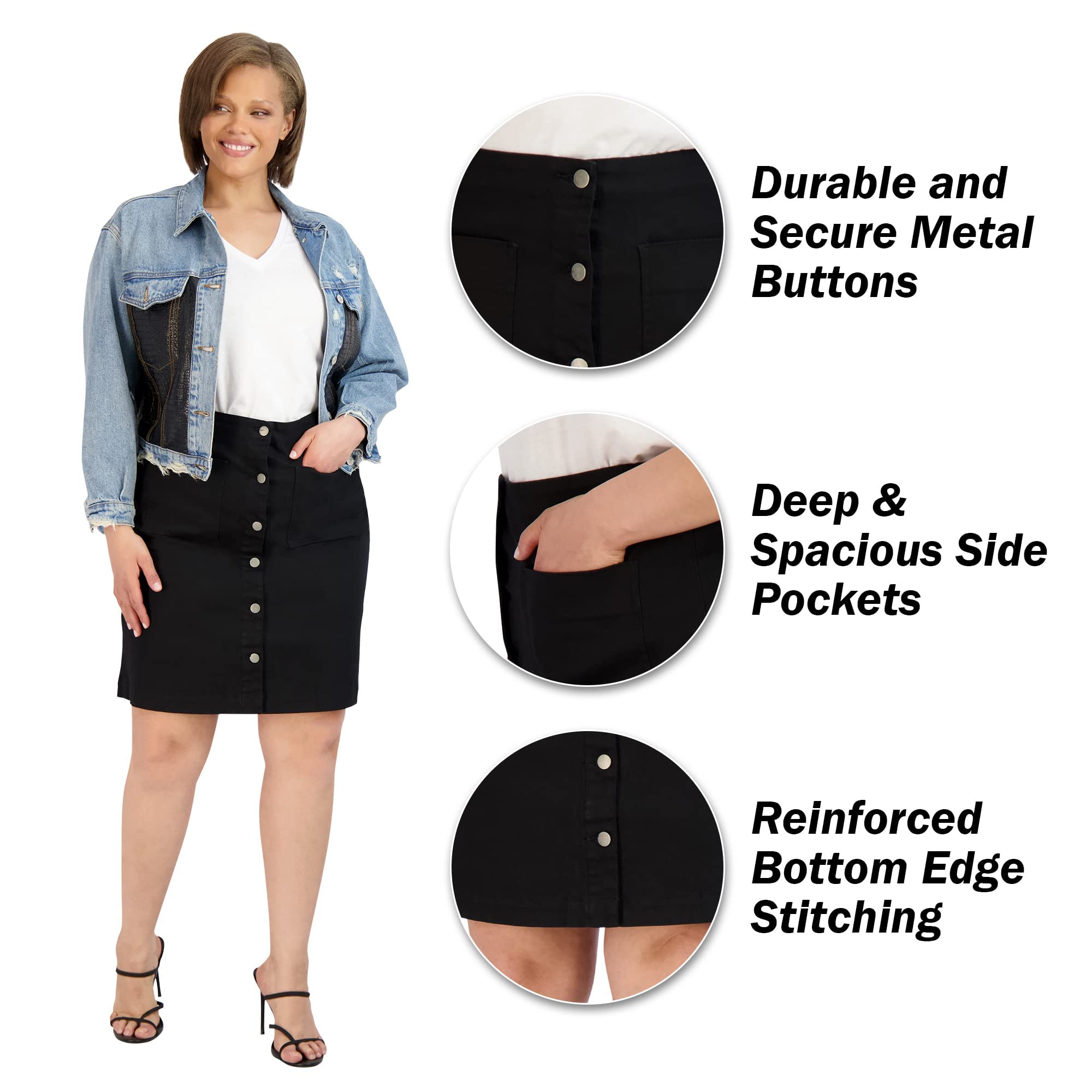Button Front Skirt for Women - Soft & Comfortable Wrap Skirt with Easy On/Off Design - Perfect for Casual Wear, Office Outfits, and Summer Dressing