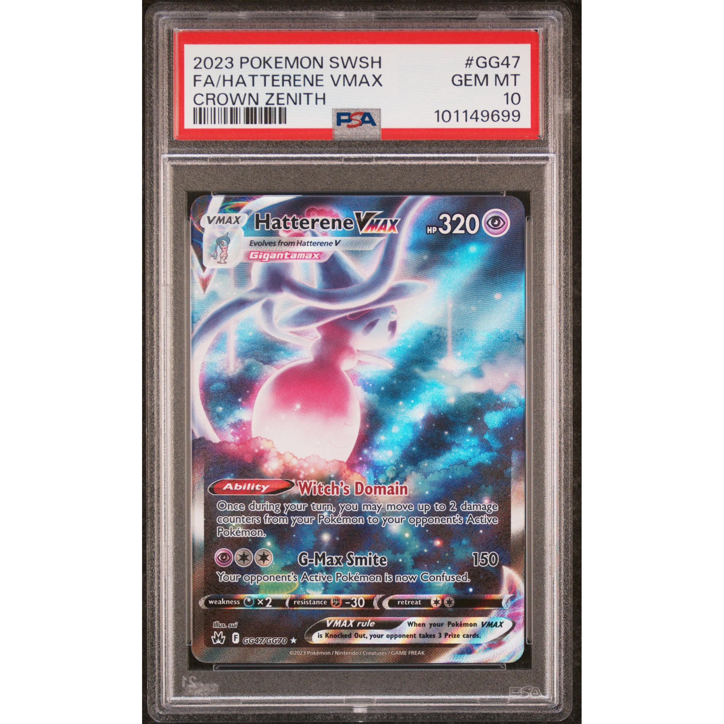2023 Pokemon Crown Zenith Hatterene VMAX GG47/GG70 PSA 10 Graded Card - Rare Collectible for TCG Players & Pokemon Fans - Perfect for Gaming Tournaments, Display Collections, and Investment