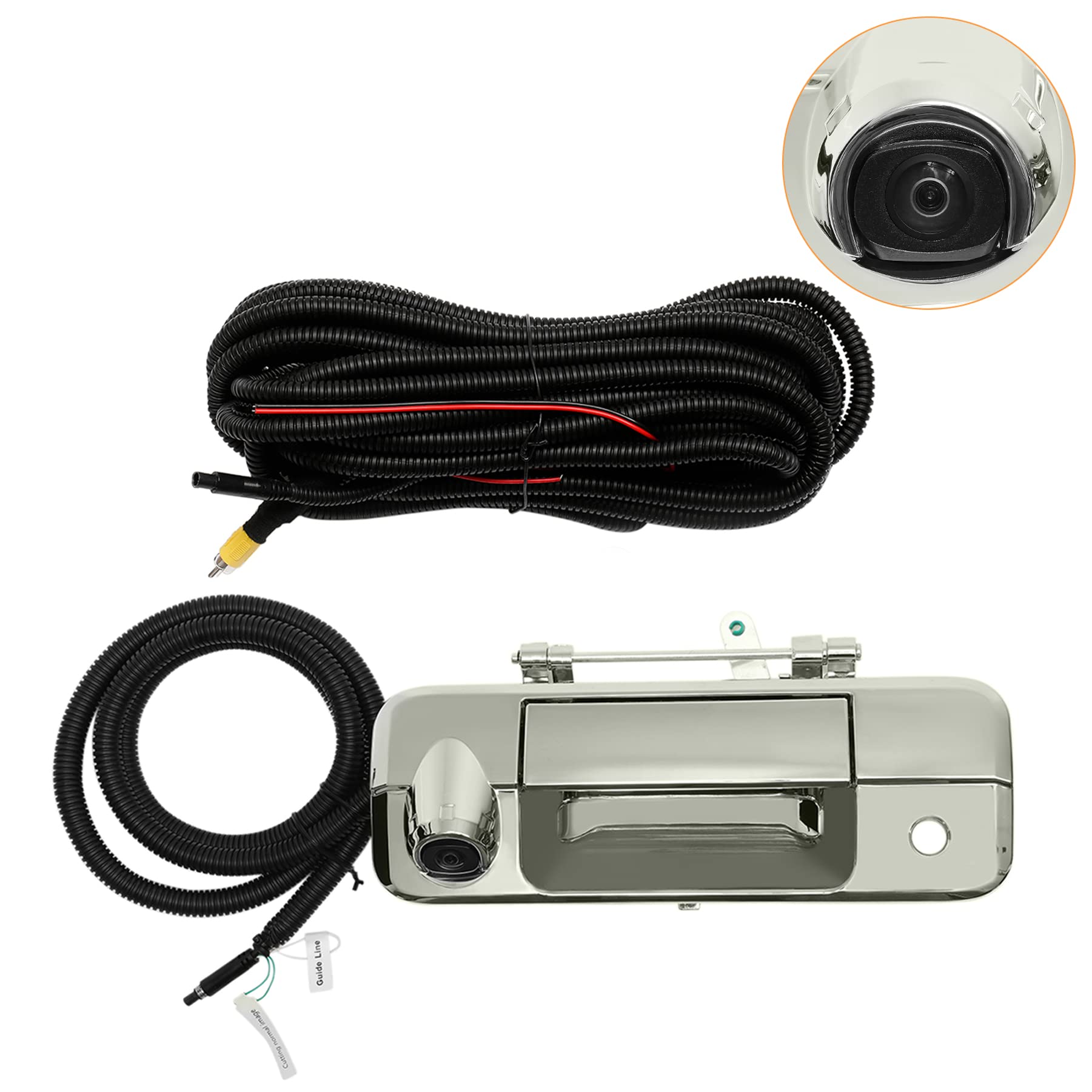 2007-2013 Toyota Tundra Backup Camera Kit - Chrome Tailgate Handle Camera with 170° Wide Viewing Angle | Waterproof & Shockproof Reverse Camera for Safe Parking & Towing | Easy Key-Hole Installation