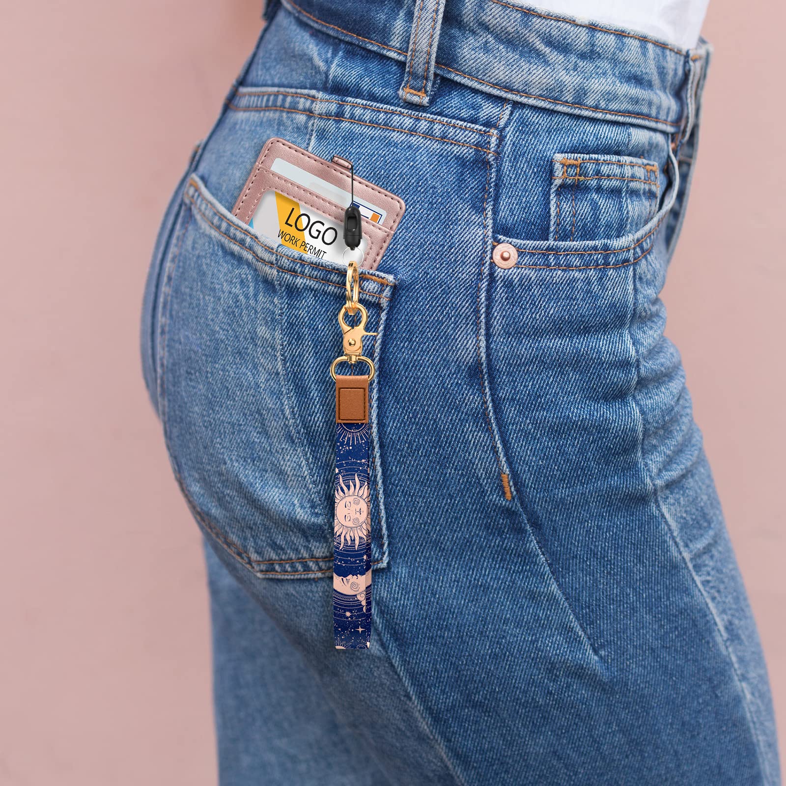 Stylish Wrist Lanyard Keychain for Women & Men - Secure Holder for Car Keys, ID Badges, Cards, Wallet & Phone - Perfect for Work, Travel & Everyday Use