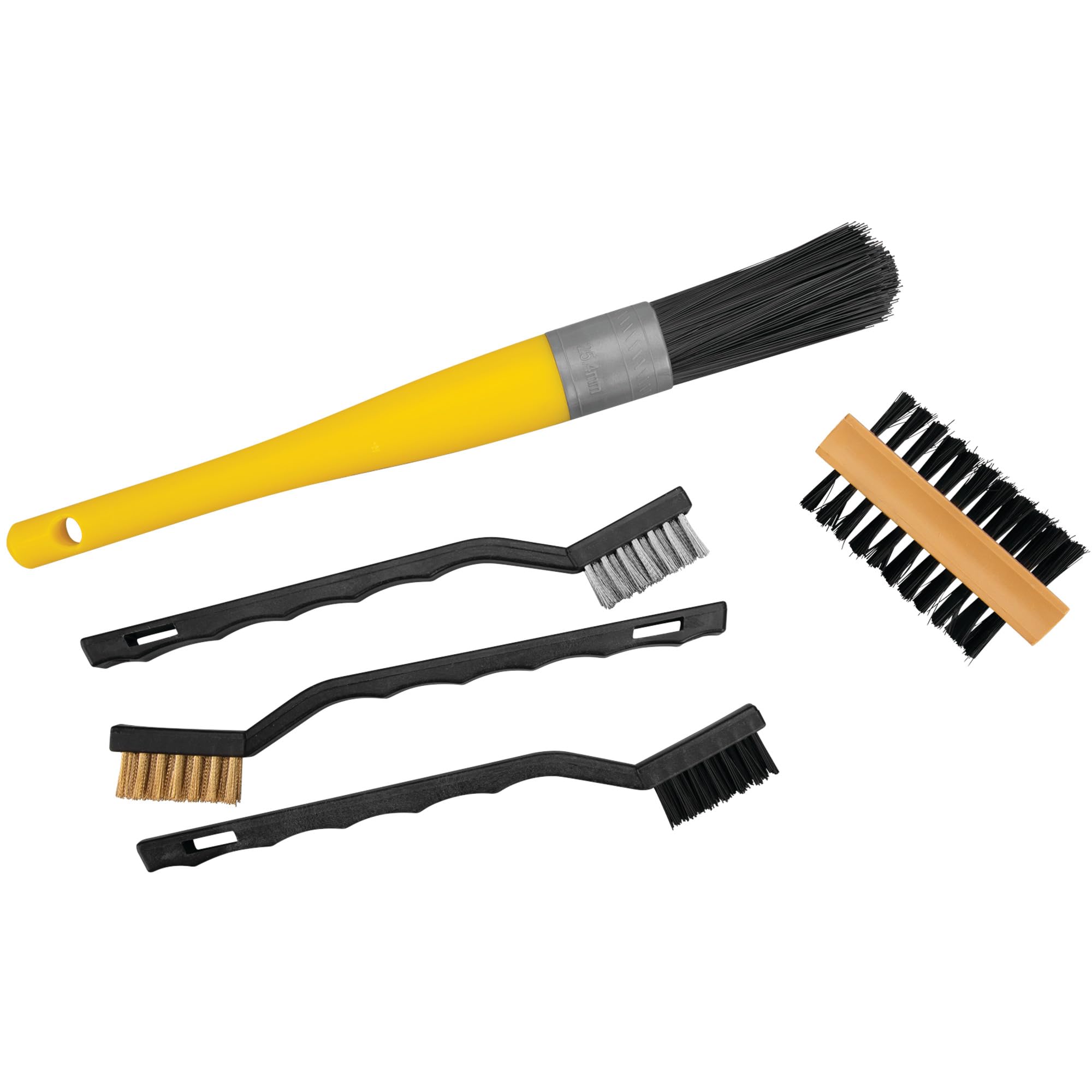Performance Tool 1502 10-Piece Detail Cleaning Brush Set - Nylon, Brass & Steel Bristles for Crafts, Dirt, Oil & Paint Removal - Perfect for Automotive Detailing, DIY Projects & Home Cleaning