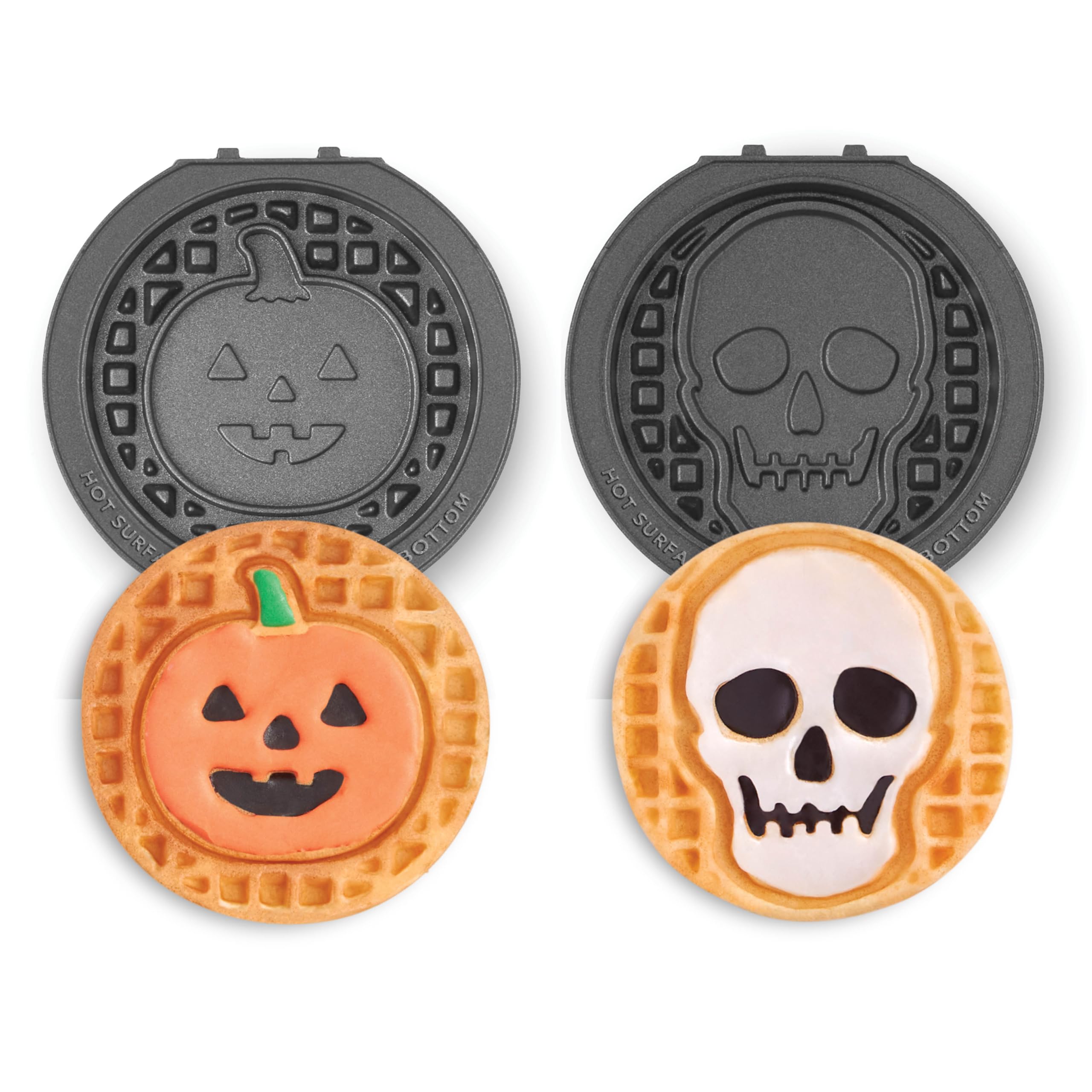 DASH MultiMaker Mini Waffle Maker Plates - 2 Pack Nonstick Skull & Jack-O-Lantern Waffle Iron Plates (4