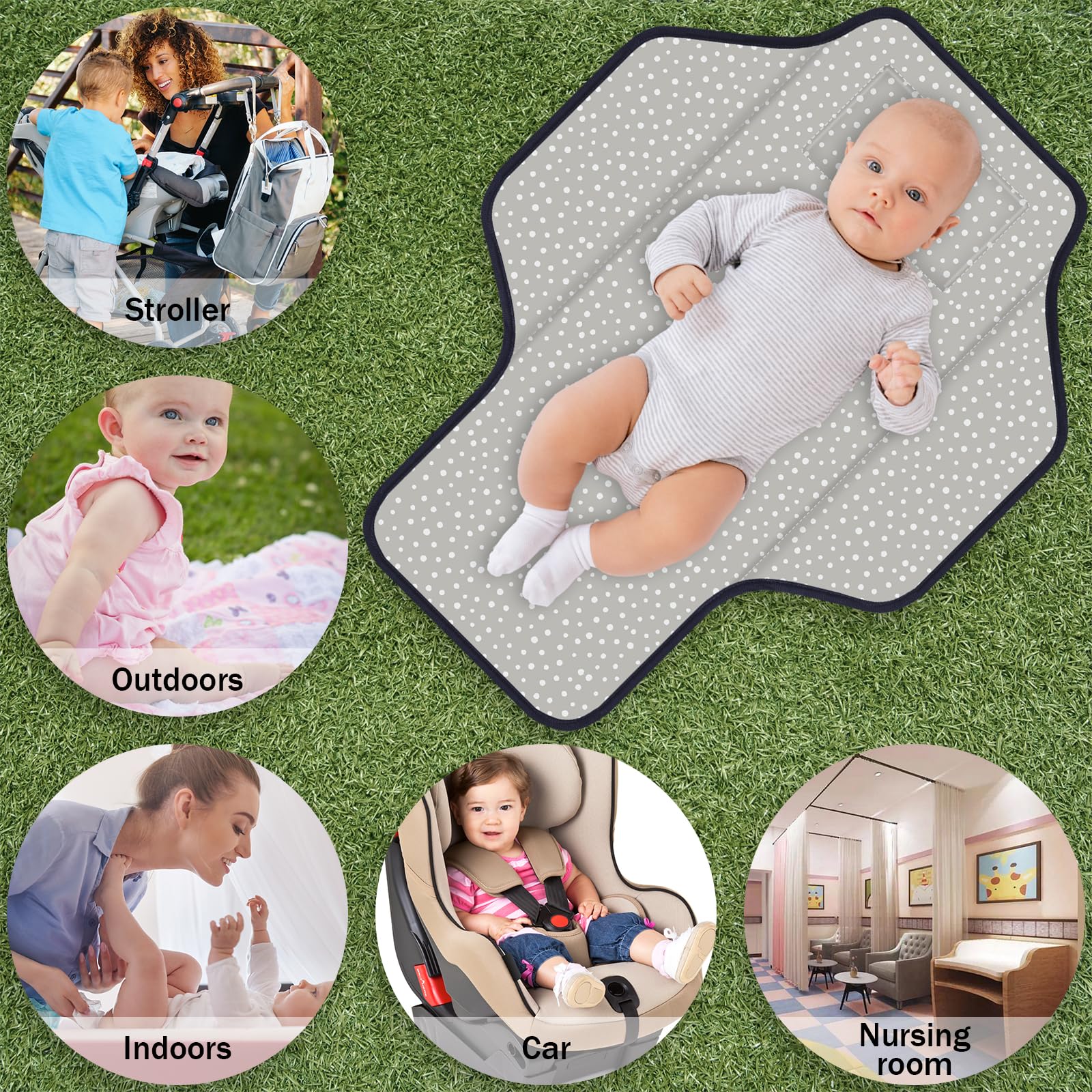 Portable Baby Diaper Changing Pad - Foldable Travel Changing Mat with Built-in Pillow, Waterproof Compact Diaper Station for Newborns & Infants | Perfect for Nursery, On-the-Go & Baby Showers (Black Astral)