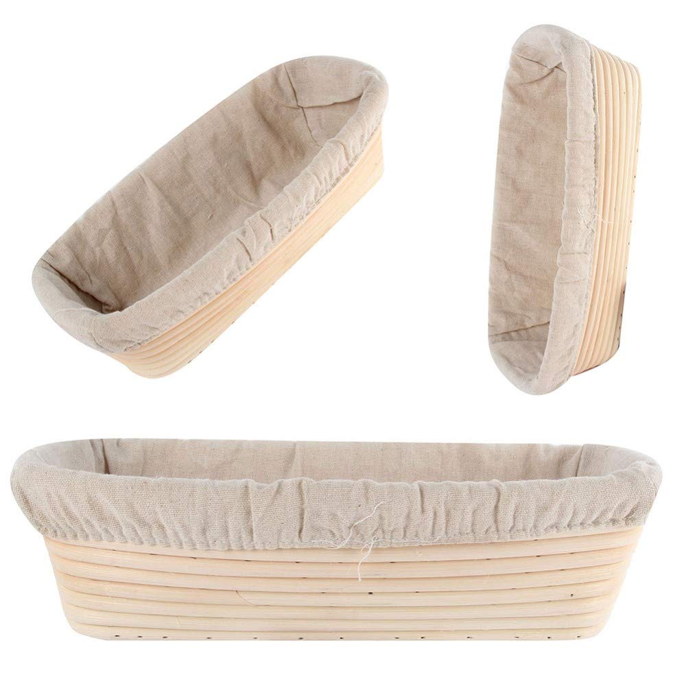 Handmade Oval & Round Rattan Bread Proofing Basket - Dough Banneton Brotform for Sourdough Fermentation - Natural Kitchen Baking Tool (28x14x8cm) - Perfect for Artisan Bread Making, Home Baking & Gift Giving