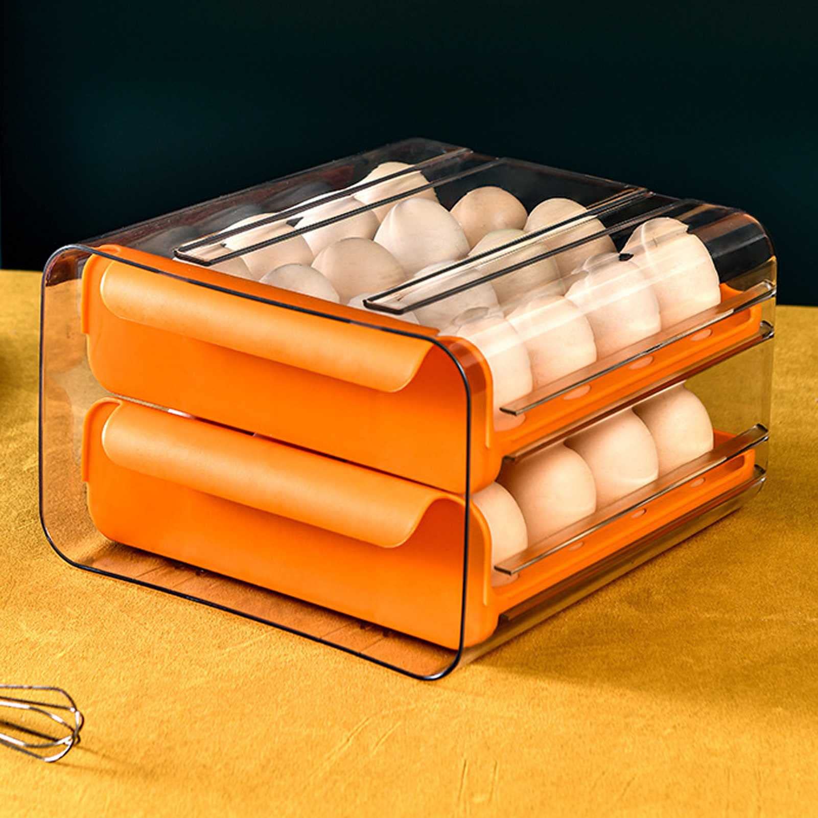 HAWFHH Double Layer Egg Storage Box - Holds 32 Eggs, Stackable Fridge Organizer for Kitchen Countertop | Keeps Eggs Fresh Longer | Perfect for Home, Restaurant & Farm Use