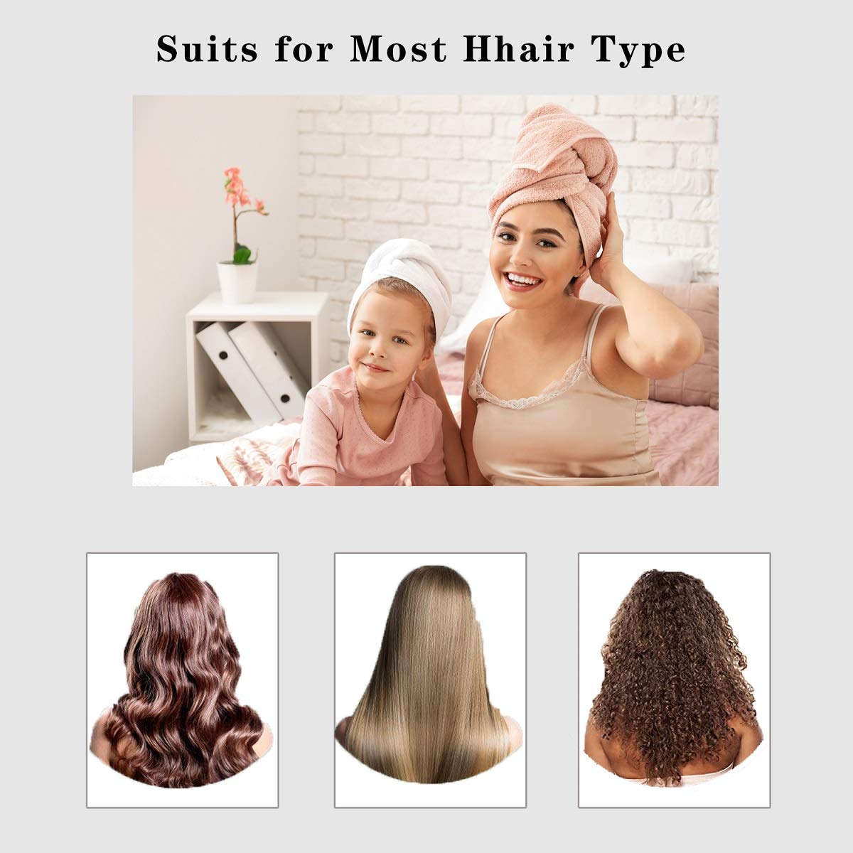 **Microfiber Hair Towel Wrap for Women - Super Absorbent Hair Turban for Curly, Long & Thick Hair - Quick Dry & Frizz Control (Pink & Khaki) - Perfect for Post-Shower, Salon & Travel Use**