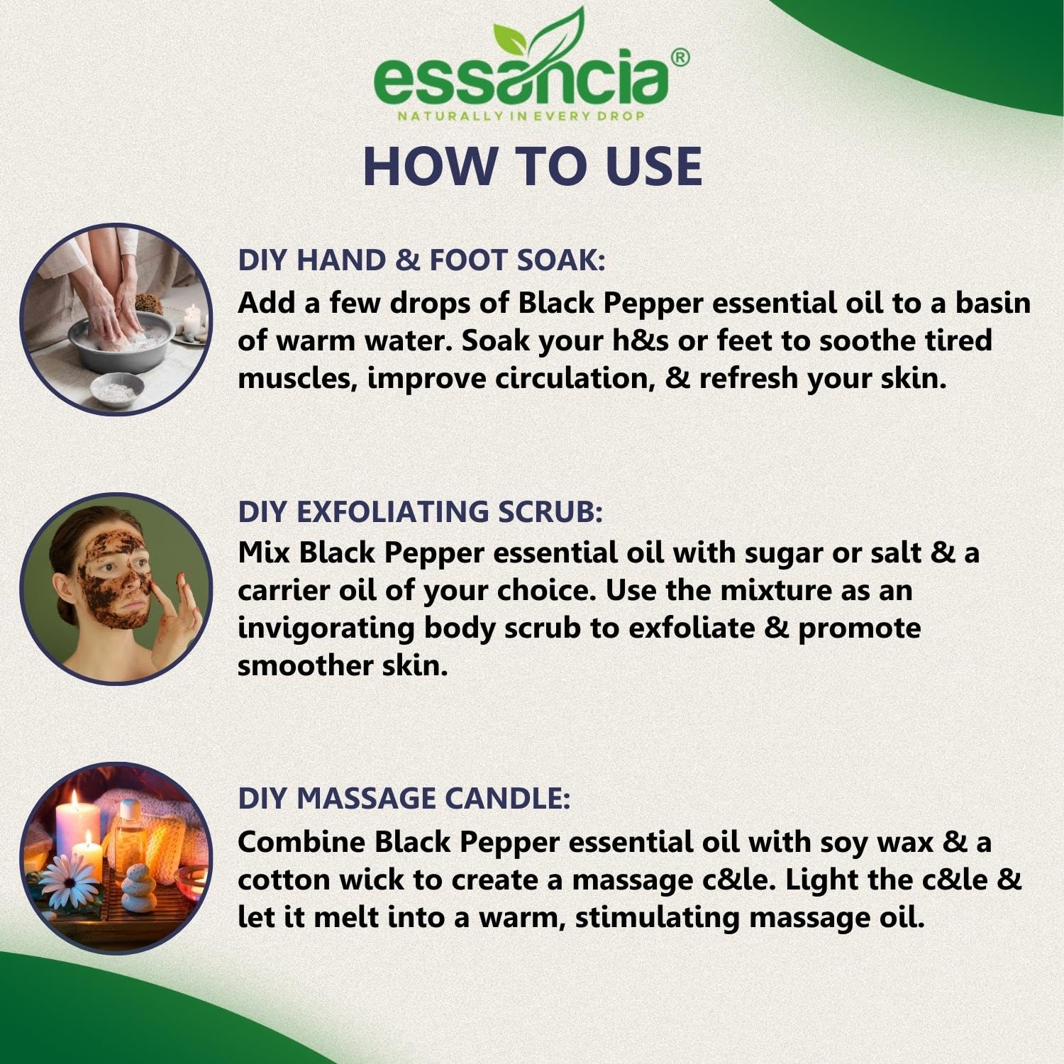 **Essencia 100% Pure Black Pepper Essential Oil - Natural Undiluted Therapeutic Grade for Aromatherapy, Energy Boost & Massage (30ml) - Perfect for Diffusers, DIY Skincare & Relaxation**