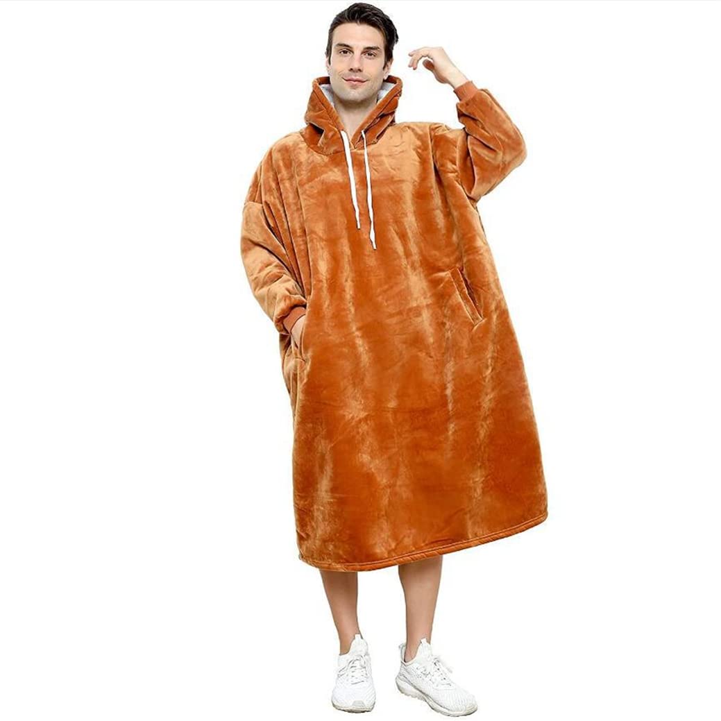 LUFISH Oversized Hoodie Blanket - Wearable Fleece Hoodie Sweatshirt with Pocket for Adults | Warm Fluffy Hooded Blanket for Lounge, Movie Nights & Outdoor Camping | Giant Cozy Throw Blanket Hoodie