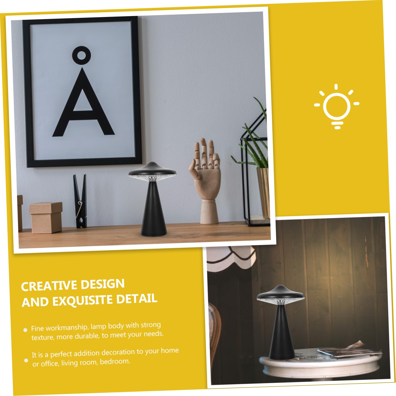 Artibetter 1PC UFO Night Light - Rechargeable LED Desk Lamp with Ambient Lighting for Bedroom, Kids Room & Nursery | Creates Soothing Atmosphere for Sleep, Relaxation & Nighttime Reading