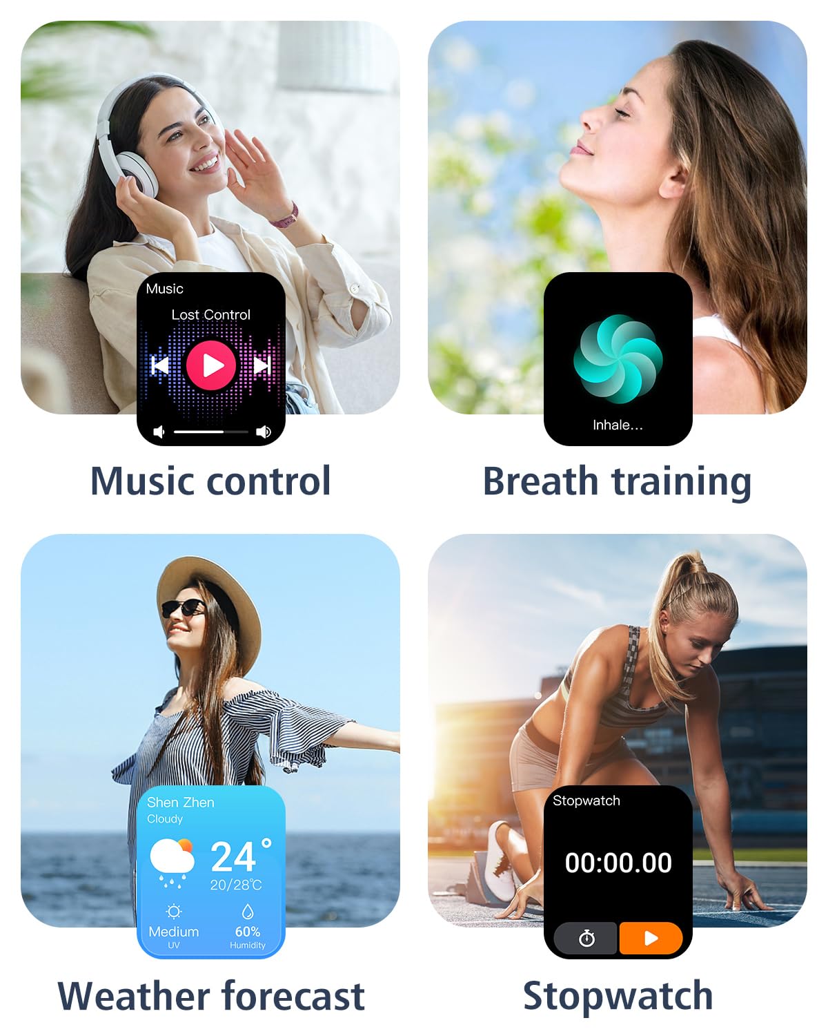 GRV Smart Watch for Women - IP68 Waterproof Fitness Tracker with Heart Rate Monitor, Sleep Tracking, Step Counter & Calorie Burn - Compatible with iOS & Android (Dark Purple) - Perfect for Workouts, Swimming & Daily Activity Tracking