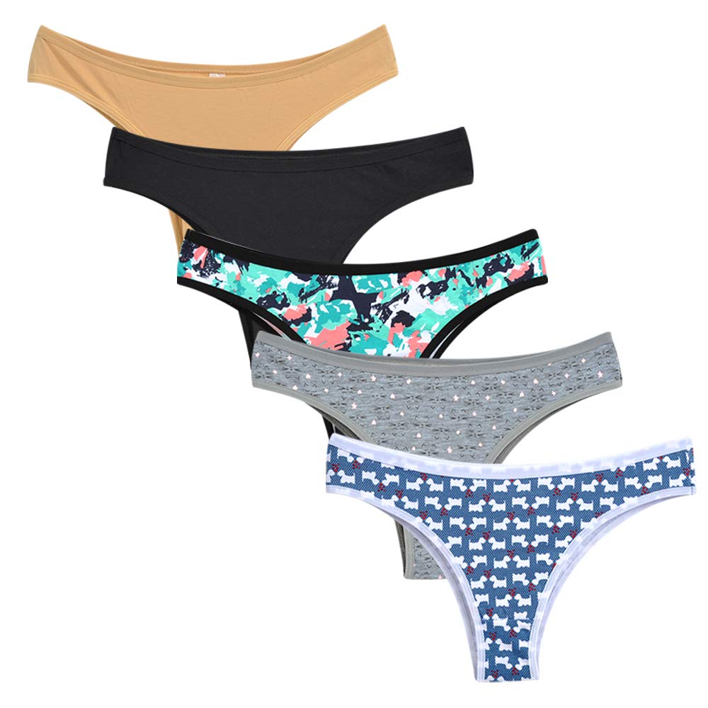 Nightaste Women's 5-Pack Soft Cotton Tanga Panties - Breathable Cheeky Bikini Underwear for Sports & Everyday Comfort - Perfect for Yoga, Gym & Daily Wear