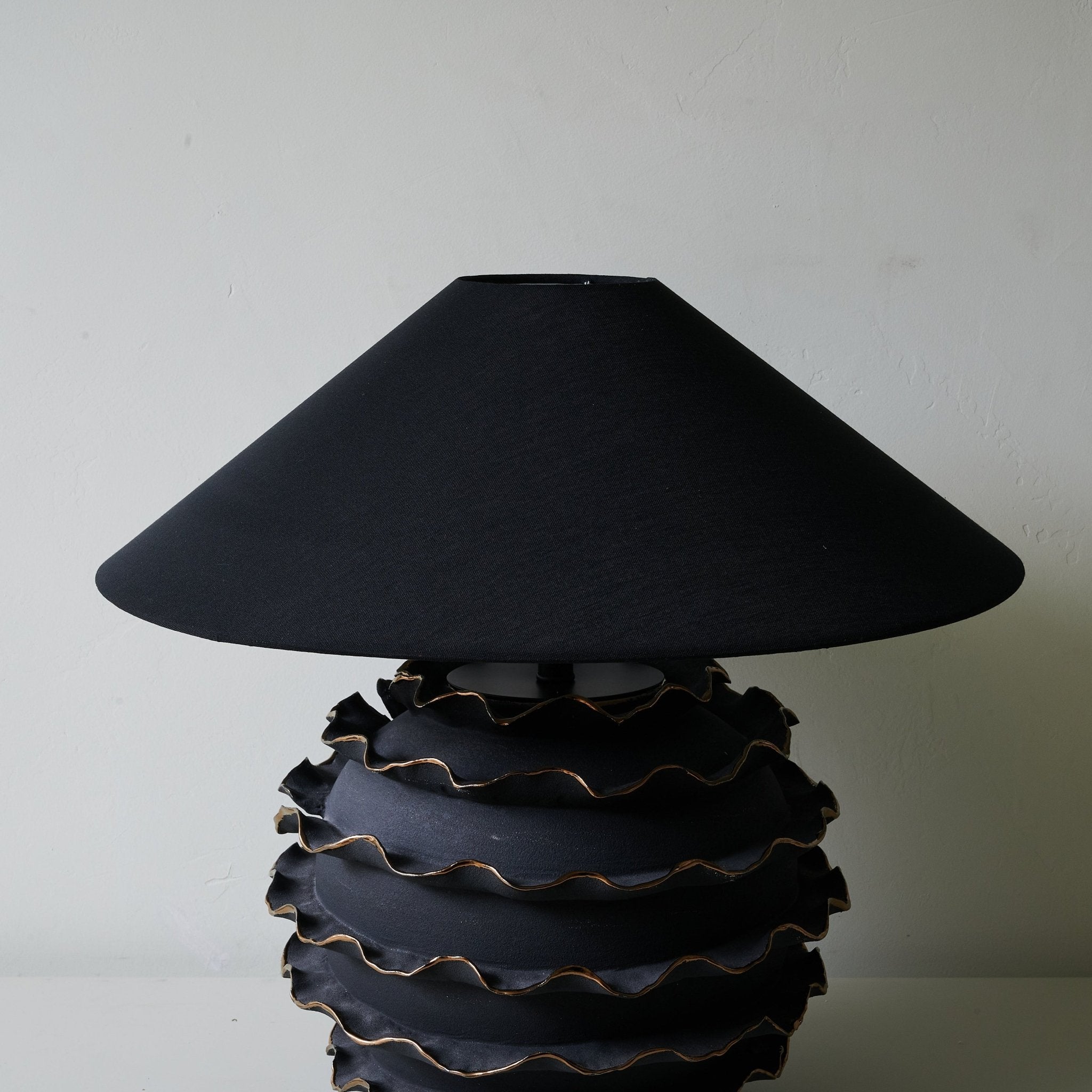 Eclipse Ruffle Table Lamp - Elegant Bedside Lighting for Bedroom, Living Room & Office - Soft Glow Modern Decor Lamp for Home & Workspace