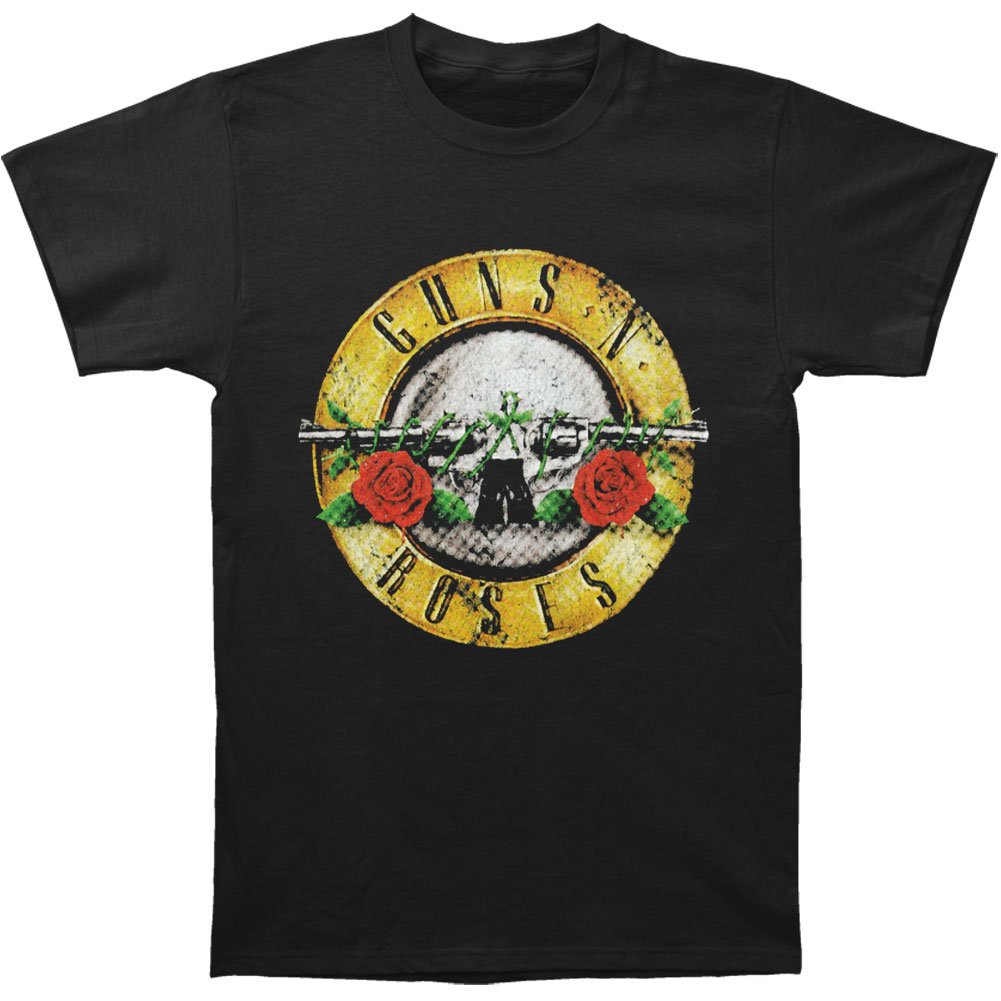 Guns N Roses Vintage Distressed Bullet Graphic T-Shirt for Men - Rock Band Tee, Casual Streetwear, Concert & Music Festival Outfit