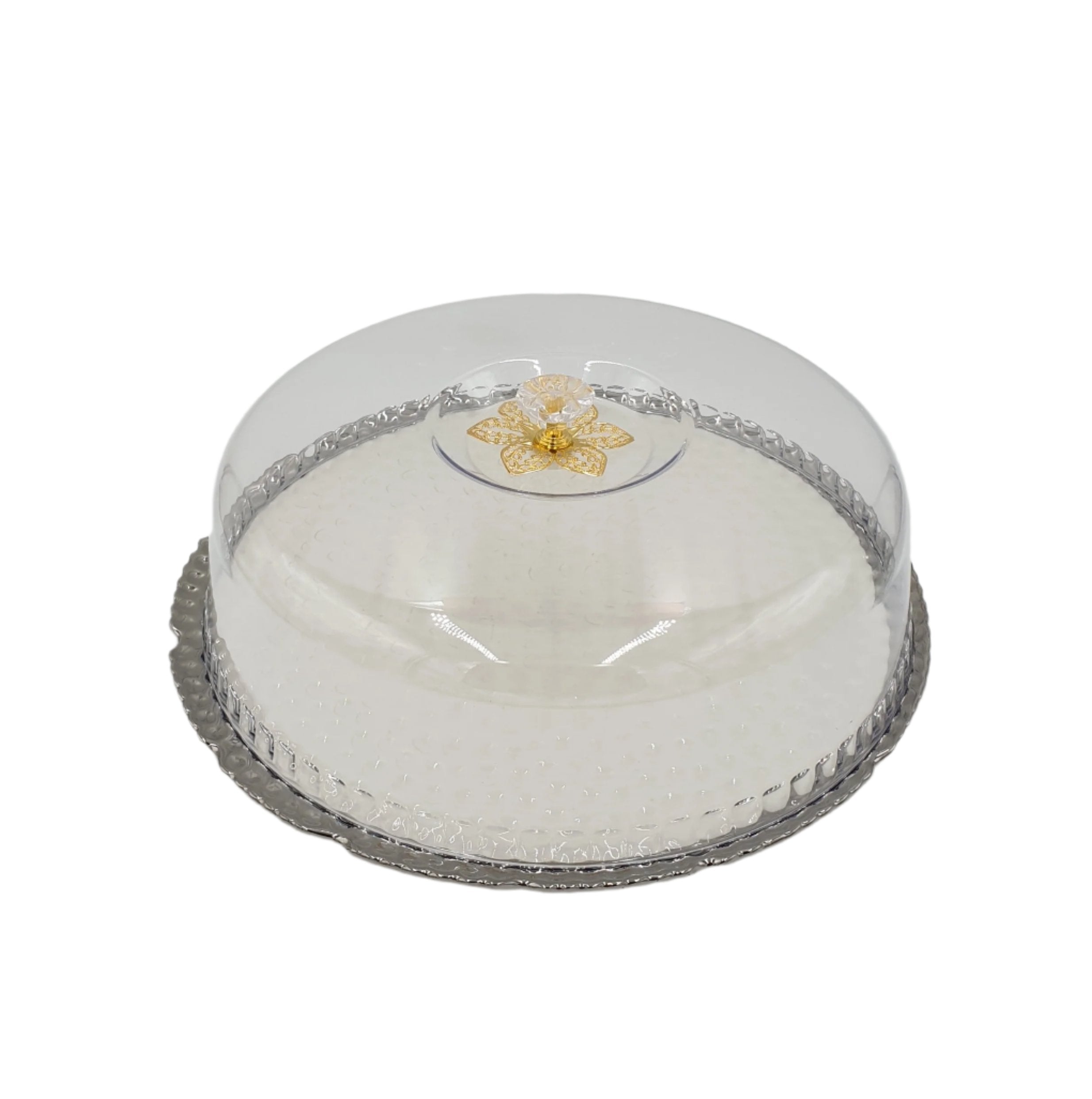 12-Piece Round Silver Cake Stand Set with Glass Dome - Perfect for Weddings, Parties, and Dessert Displays