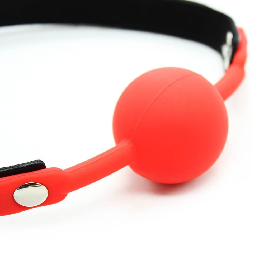 Premium Red Silicone Ball Gag for BDSM & Role Play - Comfortable & Safe Adult Toy by HappyNHealthy - Perfect for Couples Play, Fetish Parties & Sensory Deprivation