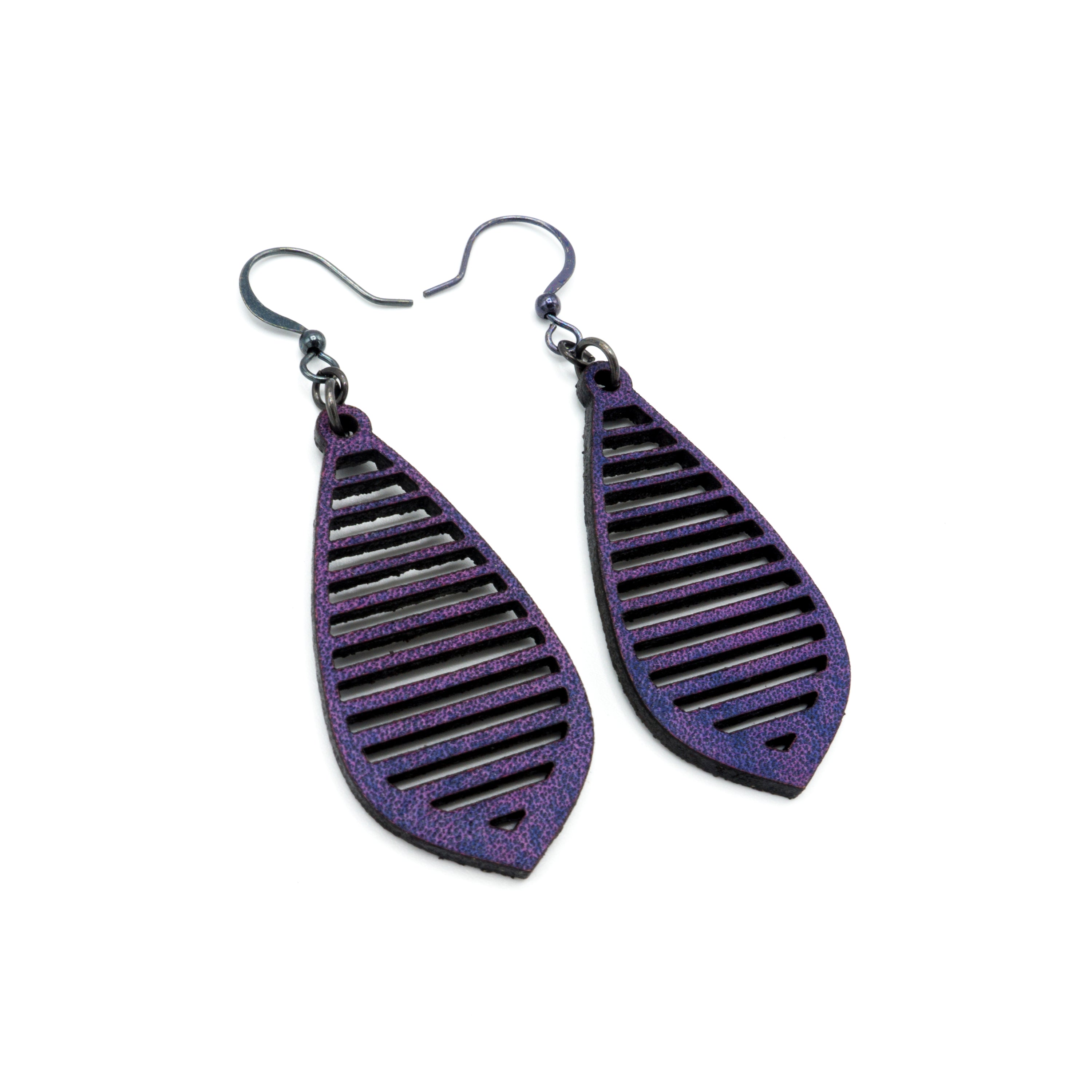 Gem Point 10 [S] Purple Leather Earrings for Women - Boho Chic Handmade Dangle Earrings for Casual Wear, Parties & Special Occasions