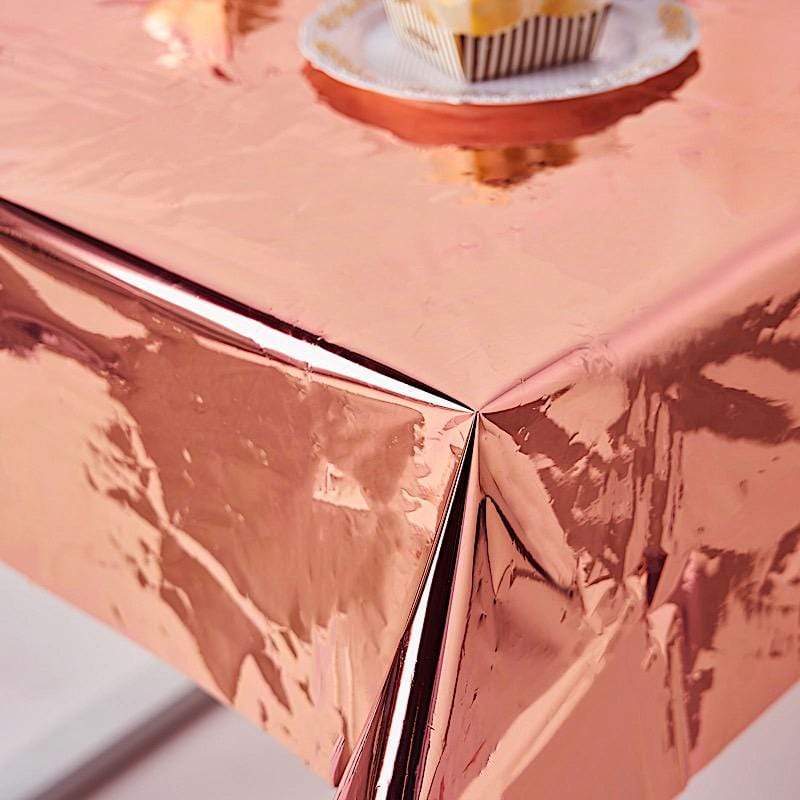 50 x 50 Inch Silver Metallic Disposable Plastic Tablecloths - Perfect for Parties, Weddings, and Events - Waterproof & Wrinkle-Free