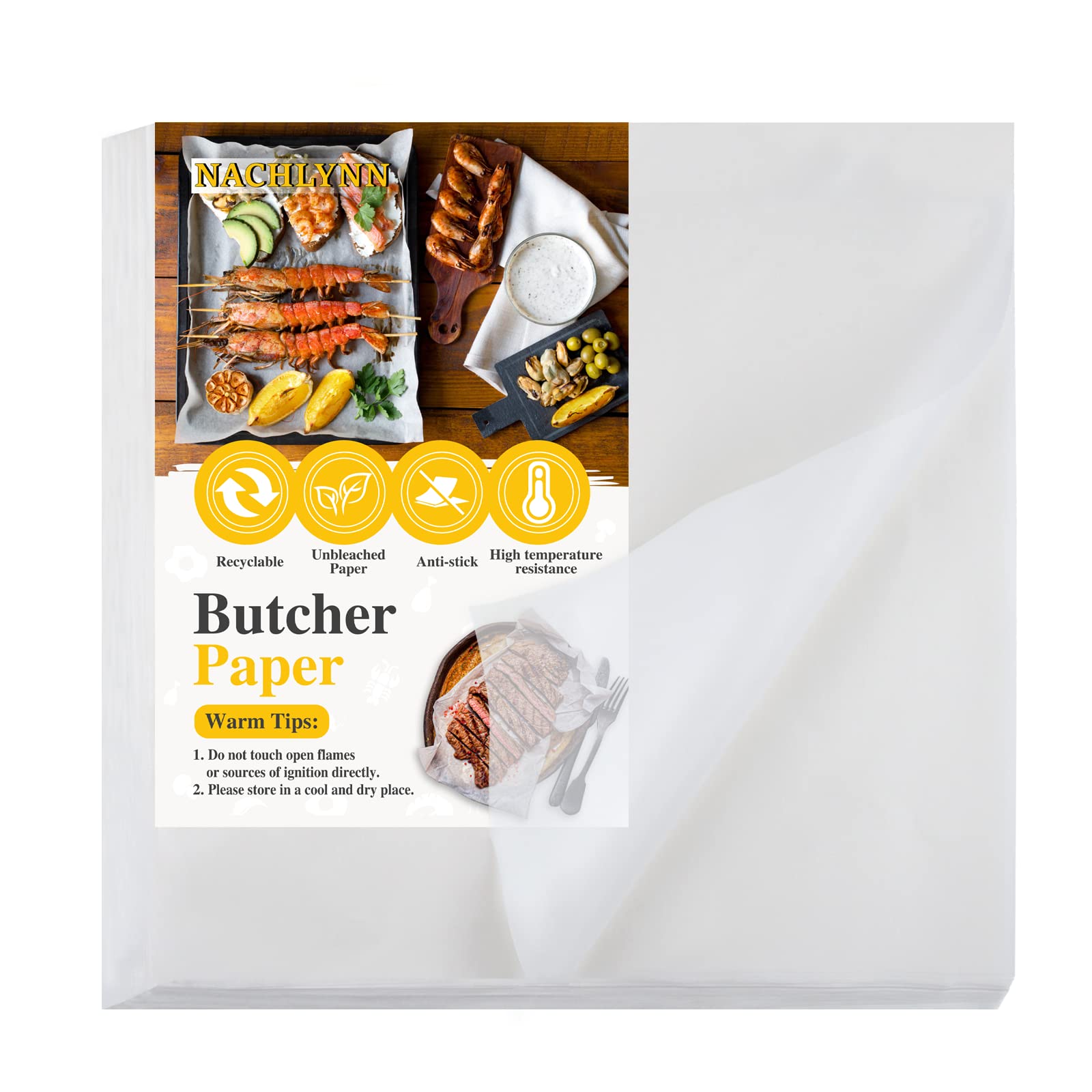 70-Pack White Butcher Paper for Sublimation - 12x12 Inch Precut Meat Wrapping Sheets, Wax-Free & Disposable - Perfect for Heat Press, BBQ, Meat Packaging & Craft Projects