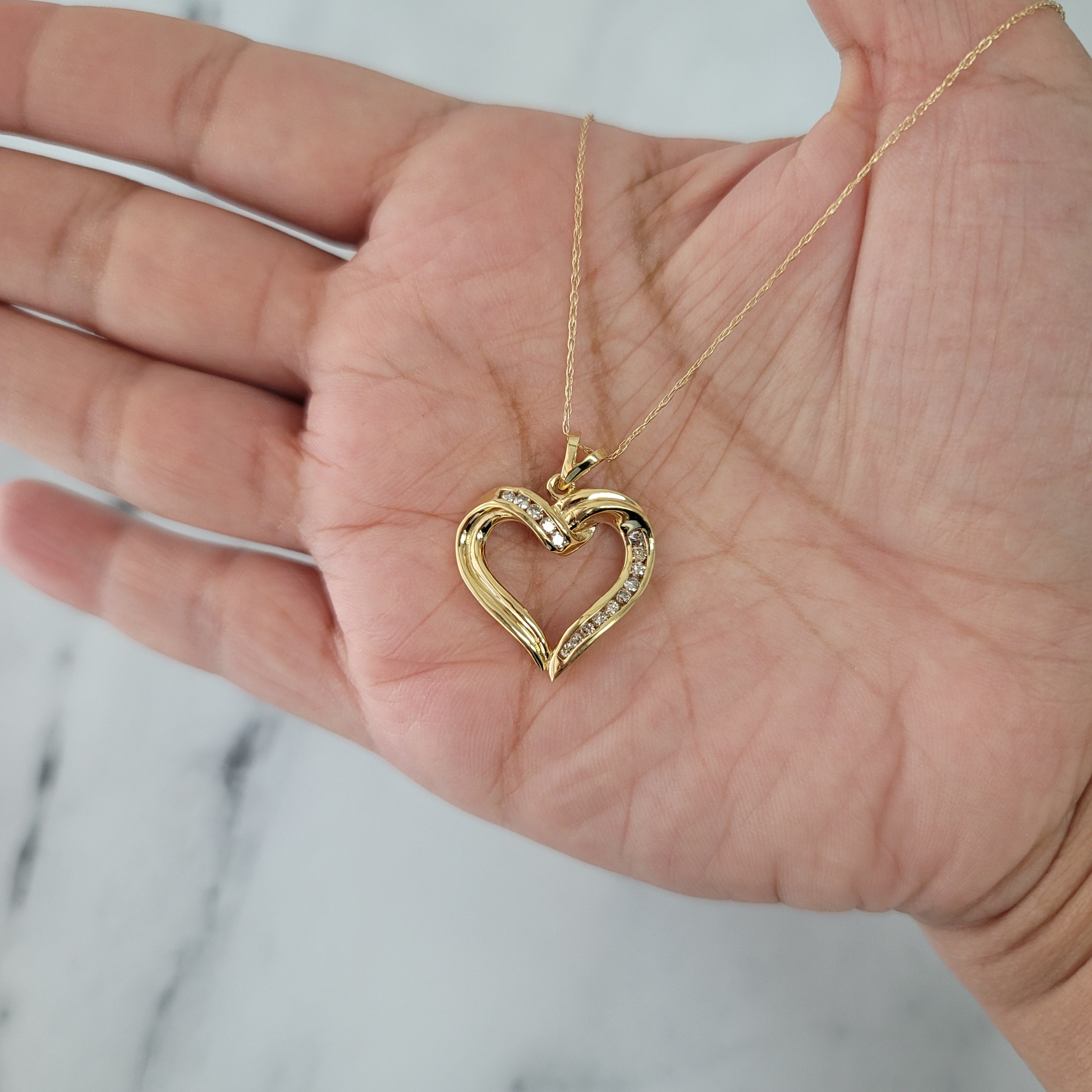 0.50 Carat Heart Shaped Diamond Necklace in 14K Yellow Gold - Perfect for Valentine's Day Gifts & Anniversary Jewelry