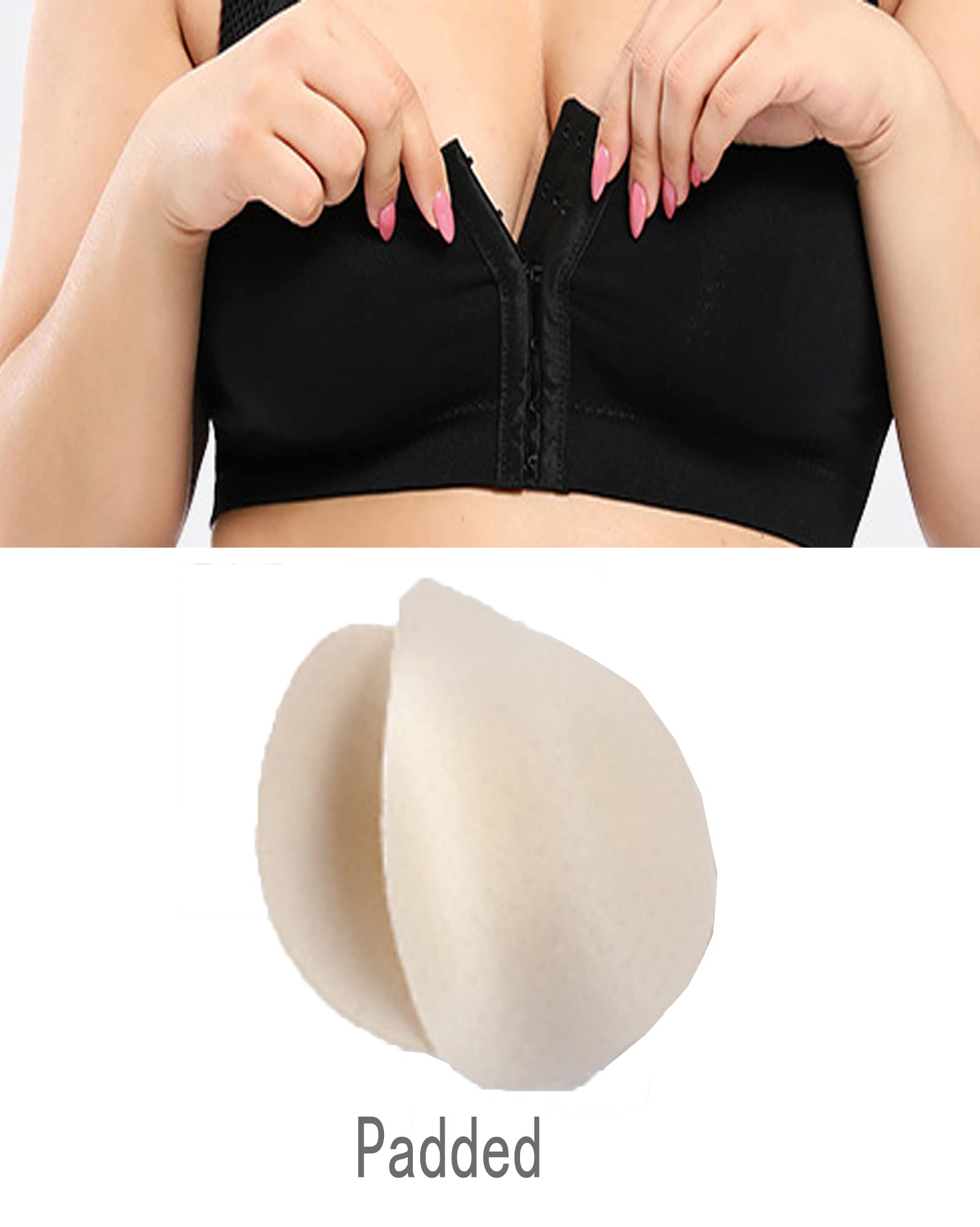 Post Surgery Bra for Women - Front Closure Sports Bra for Breast Augmentation & Mastectomy Recovery - Comfortable Post Op Bra for Daily Wear & Active Lifestyle