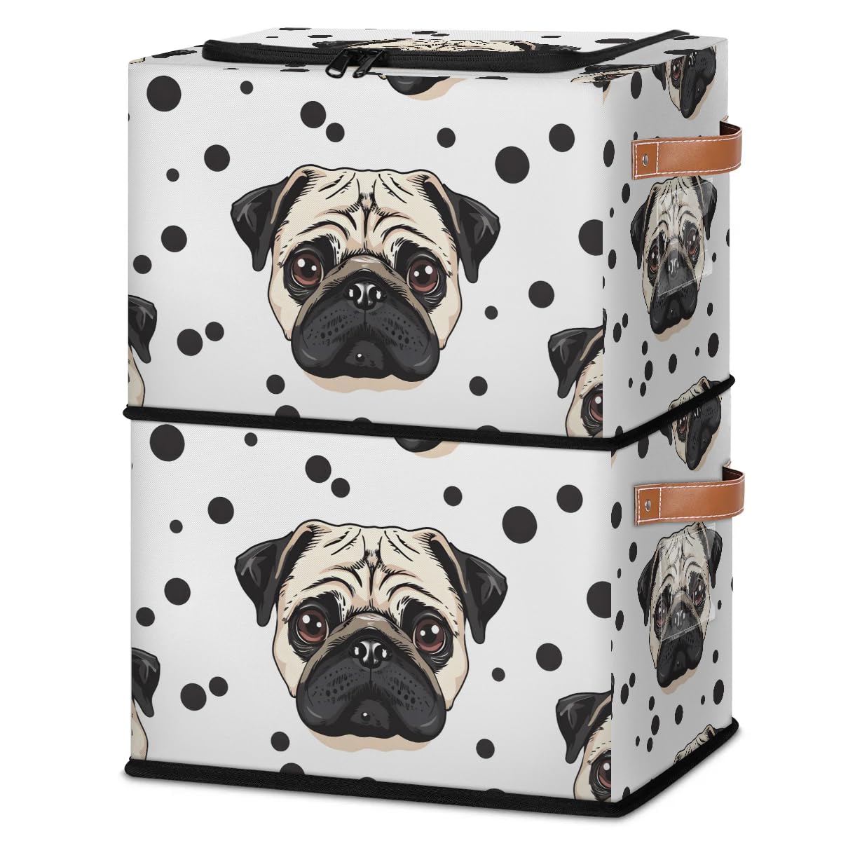 Collapsible Storage Bins with Lids - Angry Dogs Print Stackable Fabric Storage Cubes for Clothes, Toys, Blankets | Dustproof Closet Organizer for Home, Office & Nursery Organization