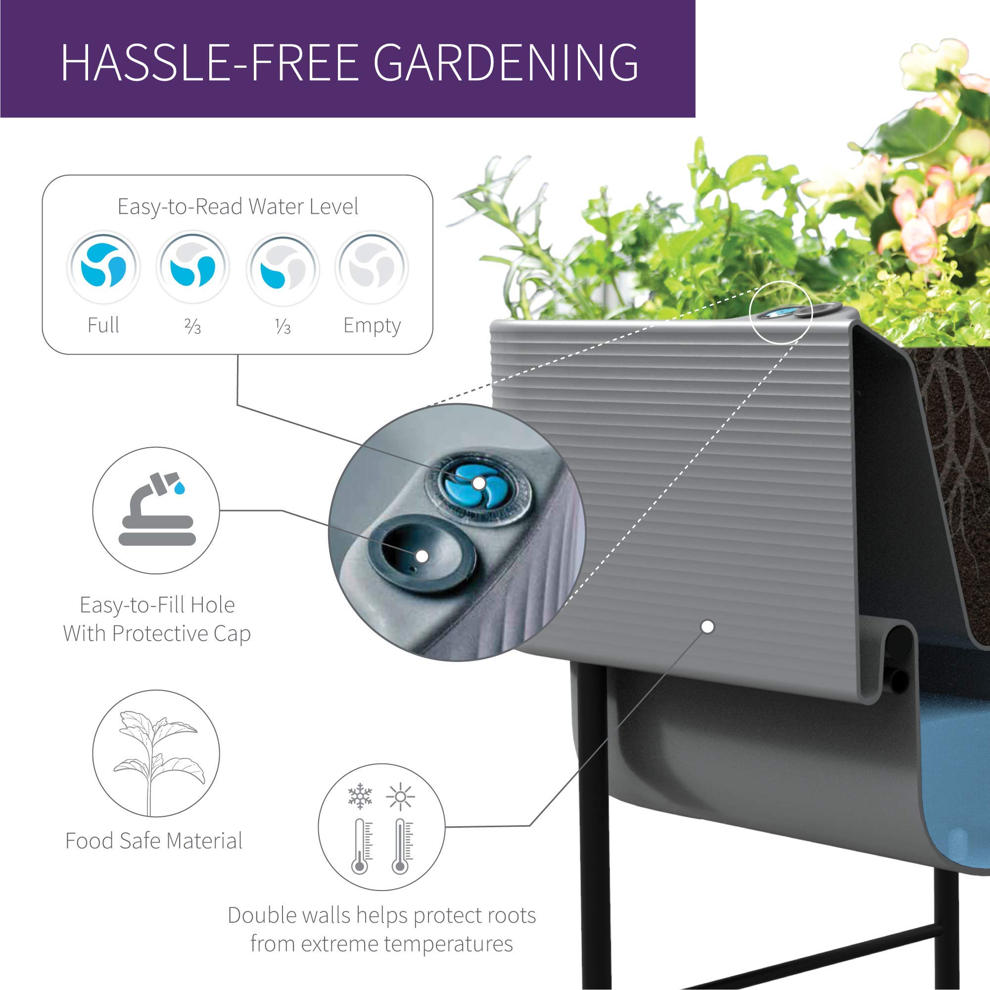 Crescent Garden Nest Indoor/Outdoor Raised Garden Bed Planter Box - 22 x 44 Inches, Alpine White - Perfect for Vegetables, Herbs & Flowers in Patio, Deck or Backyard