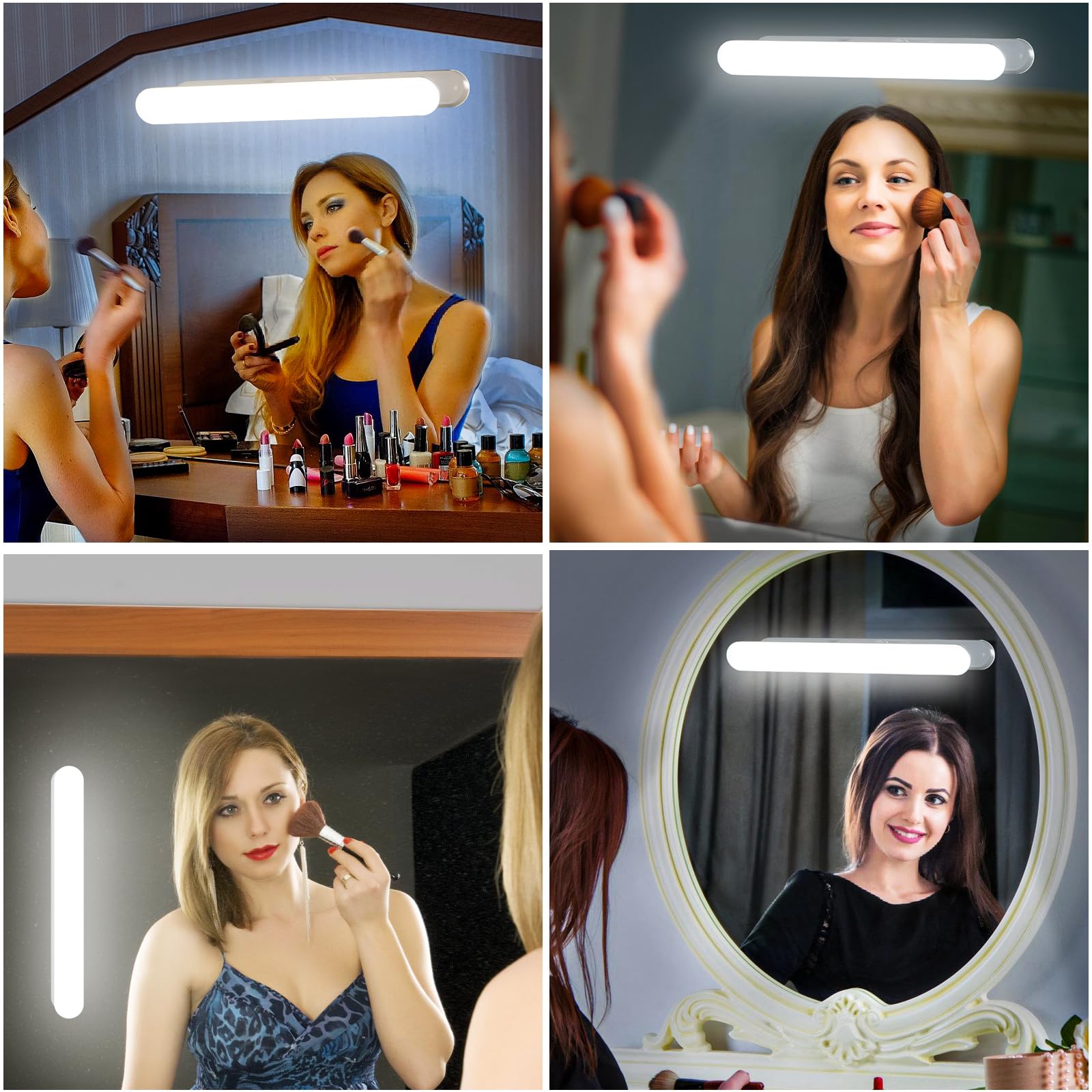 Wireless Vanity Mirror Lights with Adjustable Brightness & Color - Rechargeable LED Makeup Light with 3 Colors & Touch Control - Perfect for Bathroom, Dressing Room & Bedroom Makeup Application