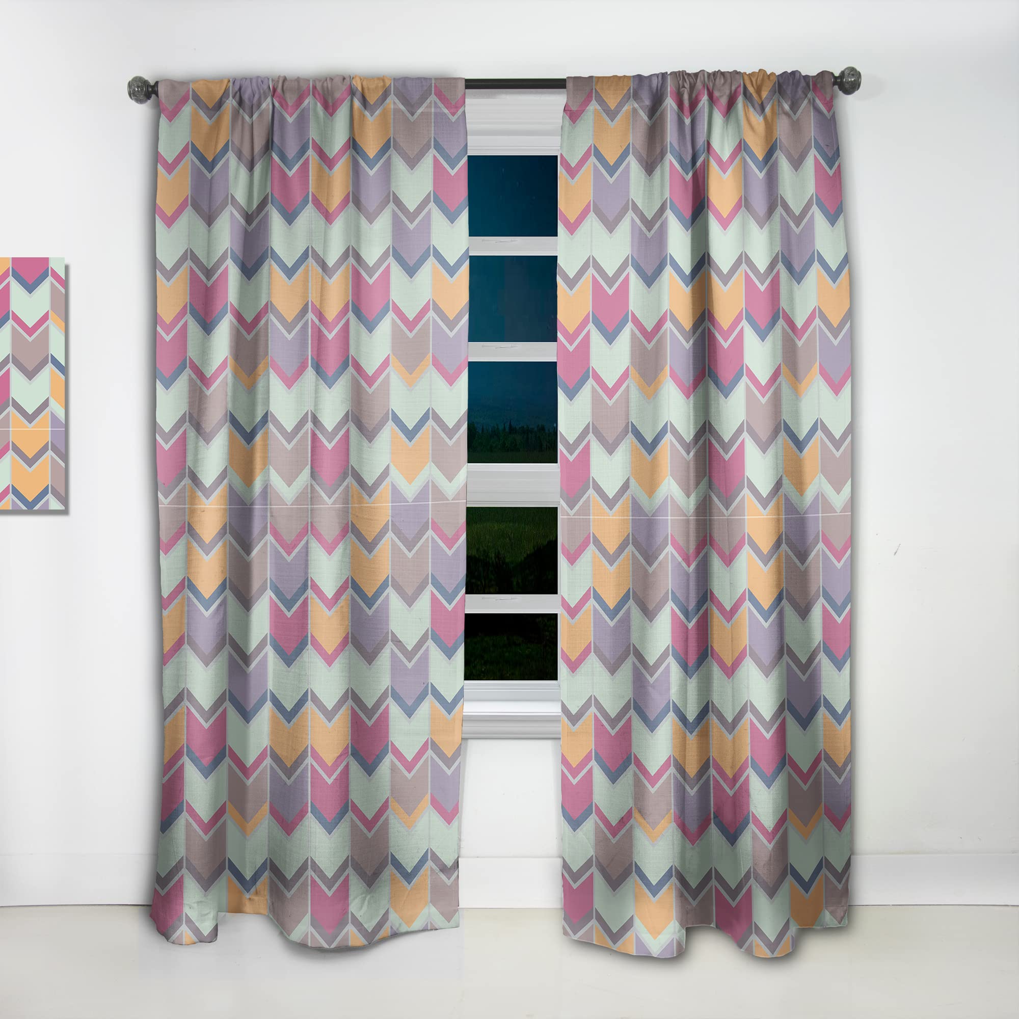 Abstract Retro Geometric Design X Thermal Insulated Curtain Panel - 52x63 Inches - Blackout Drapes for Bedroom & Living Room - Perfect for Home Decor, Privacy & Light Control