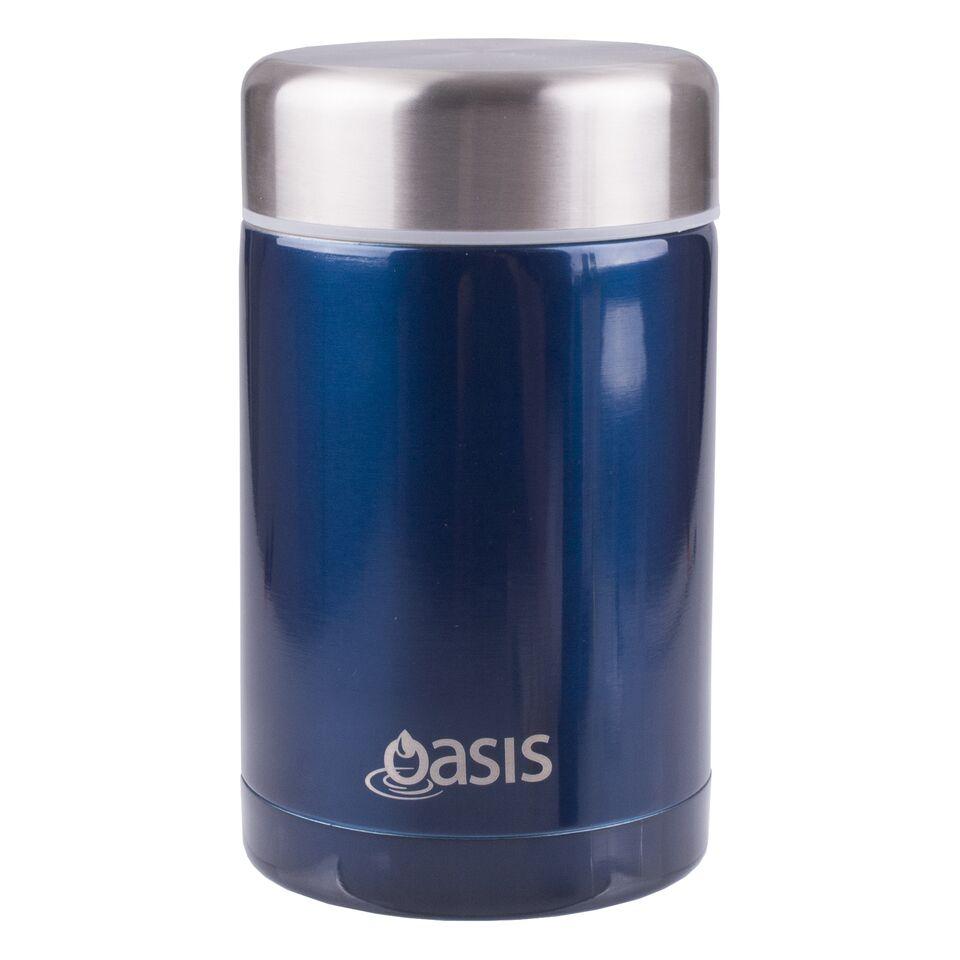 Oasis Insulated Food Flask 450ml Navy - Leak Proof Stainless Steel Lunch Container for Hot & Cold Meals - Perfect for Office, School, Picnics & Outdoor Activities