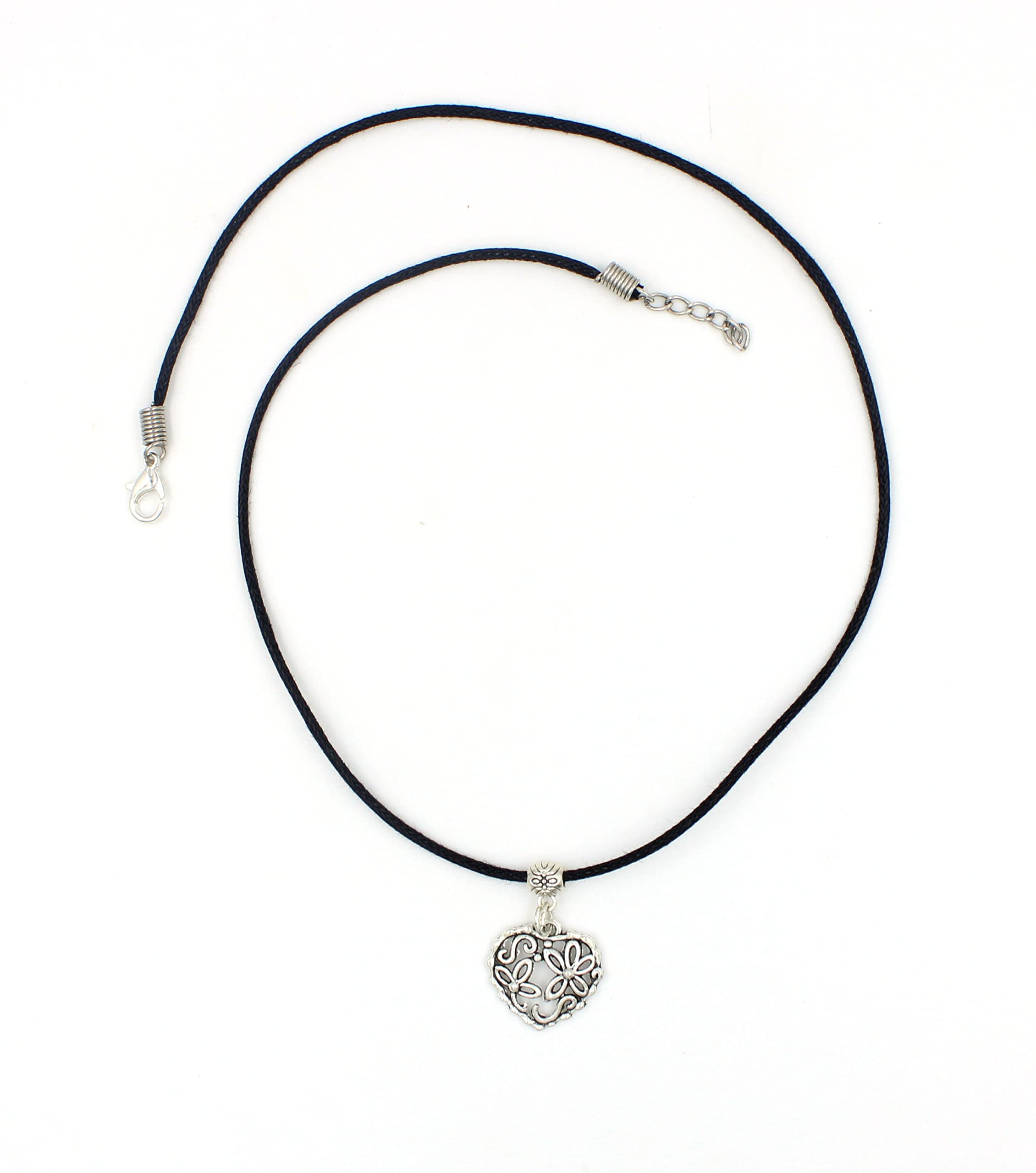 GURJARI JEWELLERS Oxidized Heart Pendant Necklace for Women, Girls & Boys - Trendy Cootan Cord Jewelry for Everyday Wear, Gifts & Special Occasions