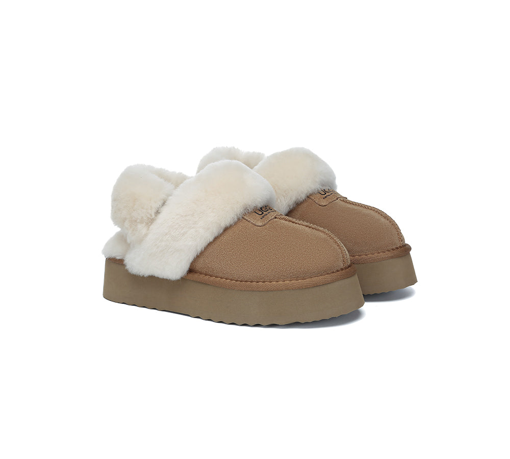 Australian Shepherd® Women's 3-Way Style UGG Slippers with Removable Wool Strap - Slingback Platform Suzie for Cozy Home, Office & Travel Comfort