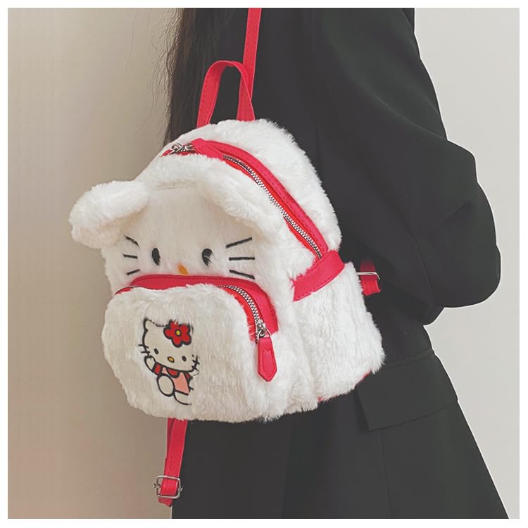 Cute Kawaii Plush Toddler Backpack for Girls & Boys - Soft Furry Mini Backpack with Cartoon Design, Pink Anime School Bag for Preschool & Kindergarten Kids | Perfect Gift for Birthday, Travel & Daily Use